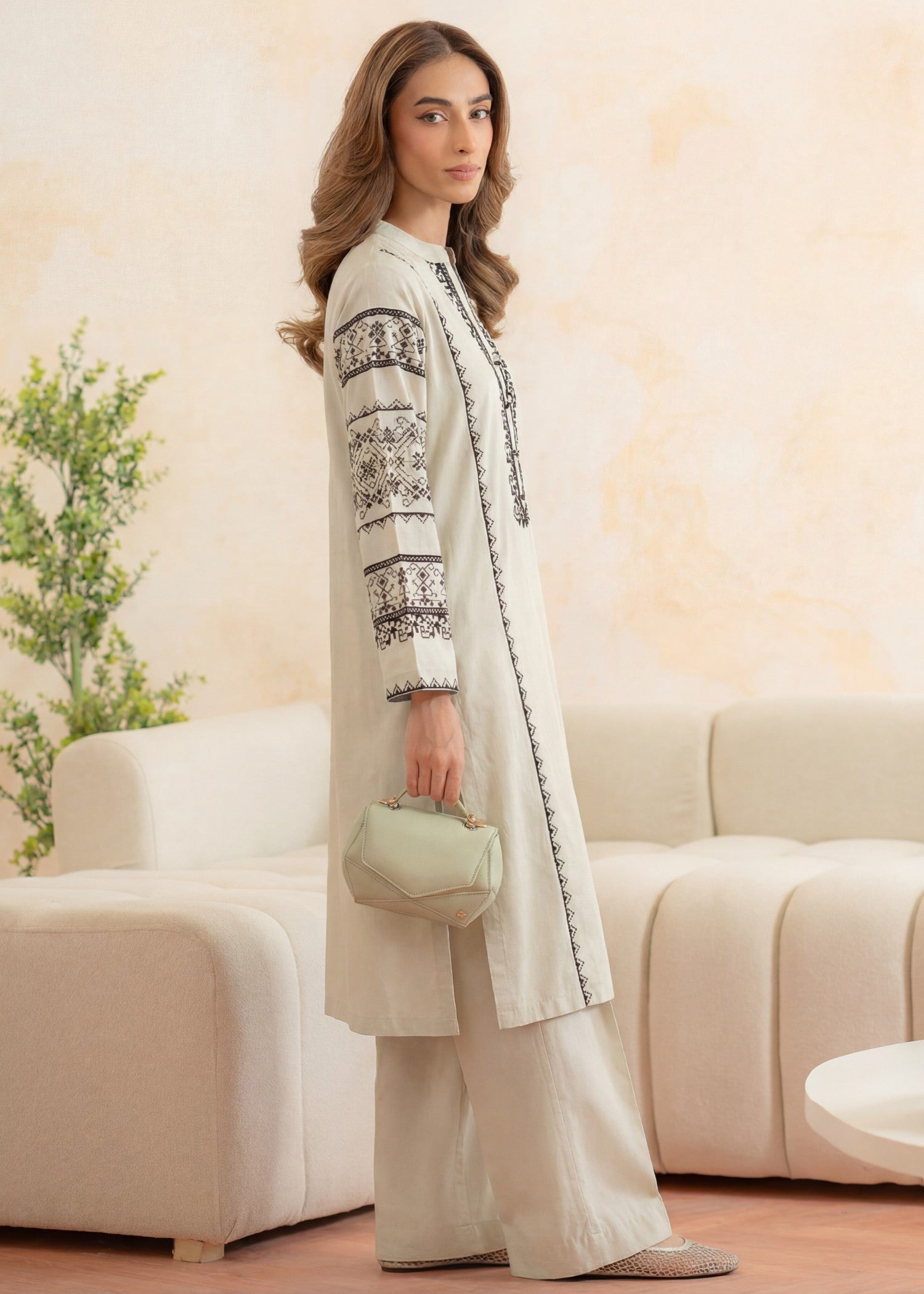 Lawn Kurta Set in Ivory