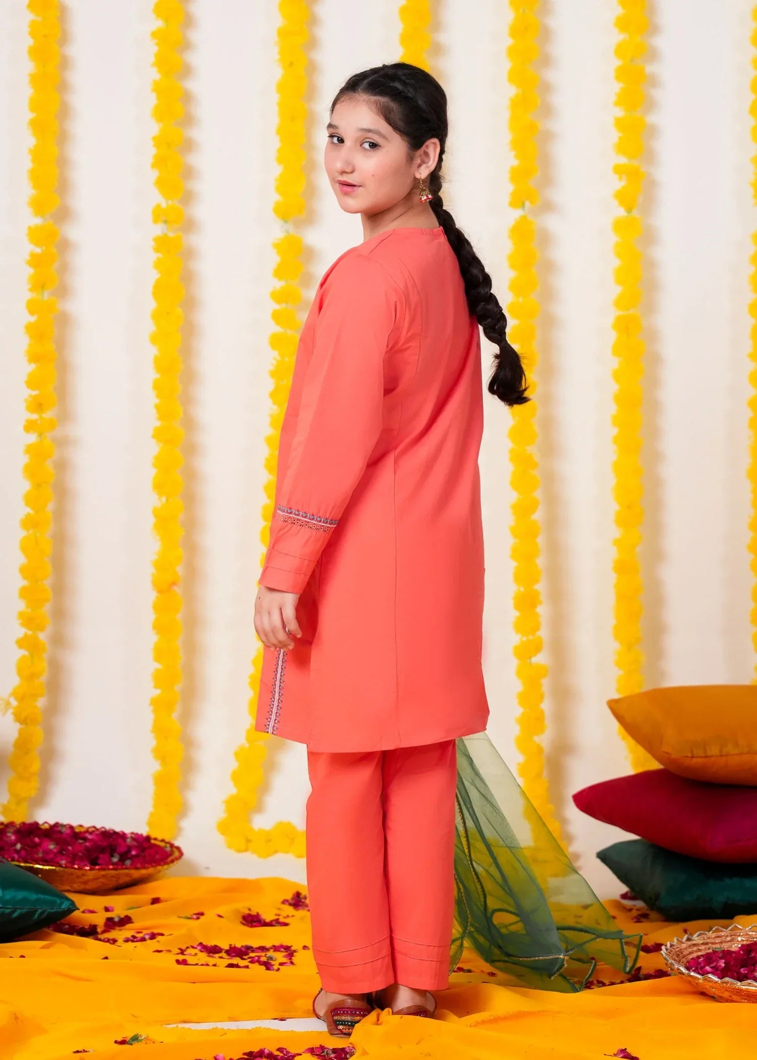 CHANDNI-COTTON-3 - Pcs Suit Multihead Embroidery With Net Dopata