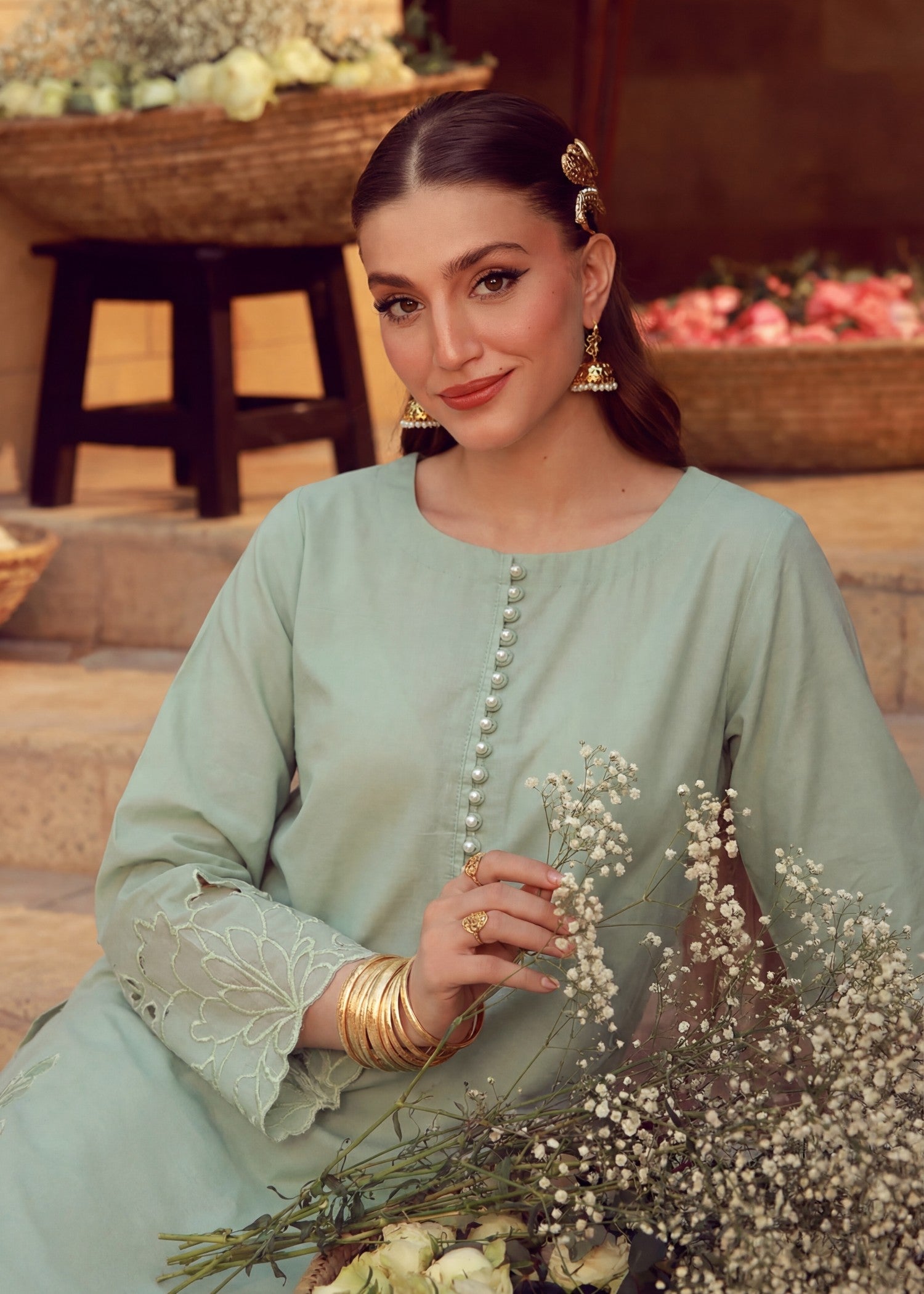 Lawn Kurta Set in Pistachio green