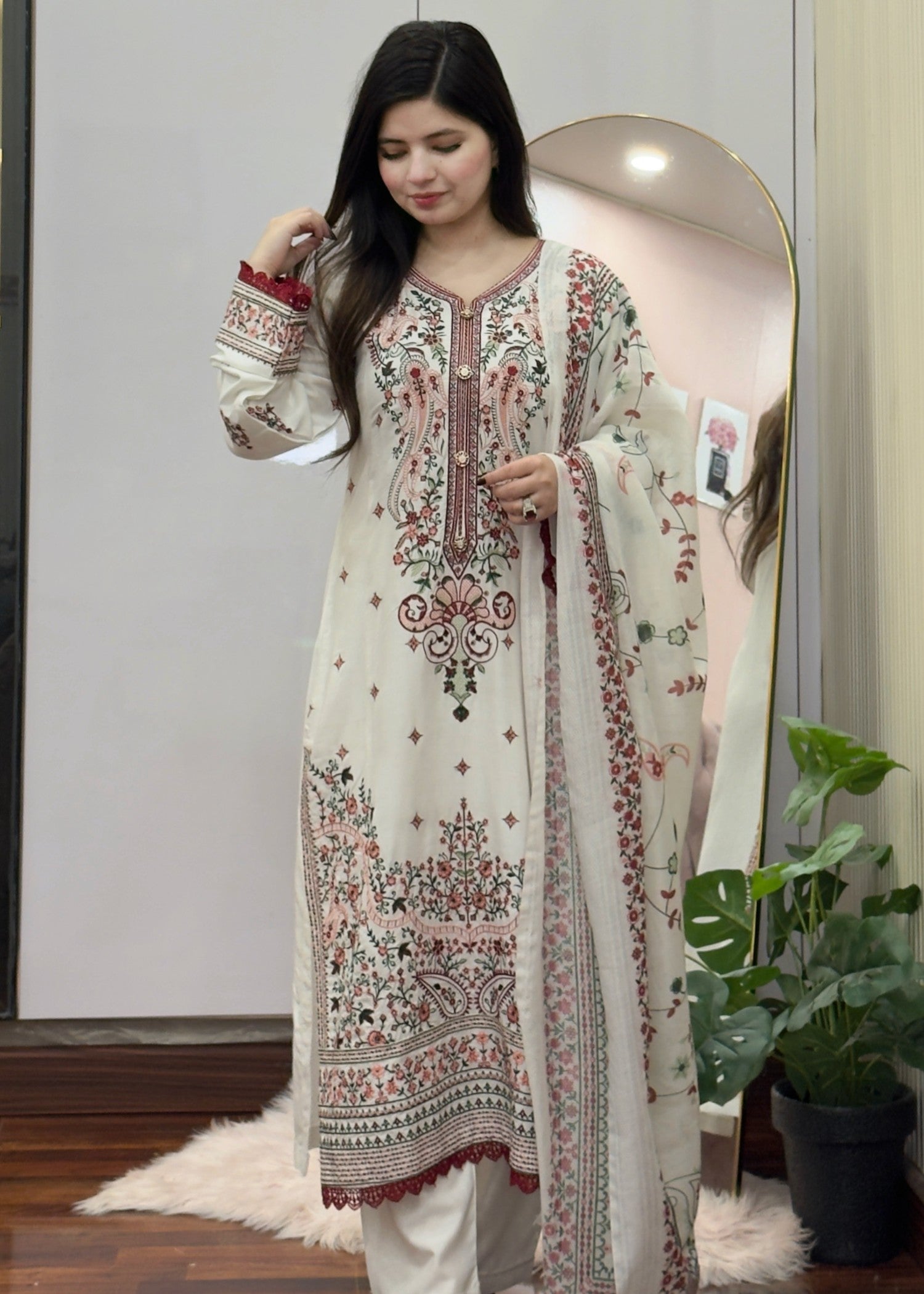 Tehzeeb Libas RASHK EMBROIDERED 3PC