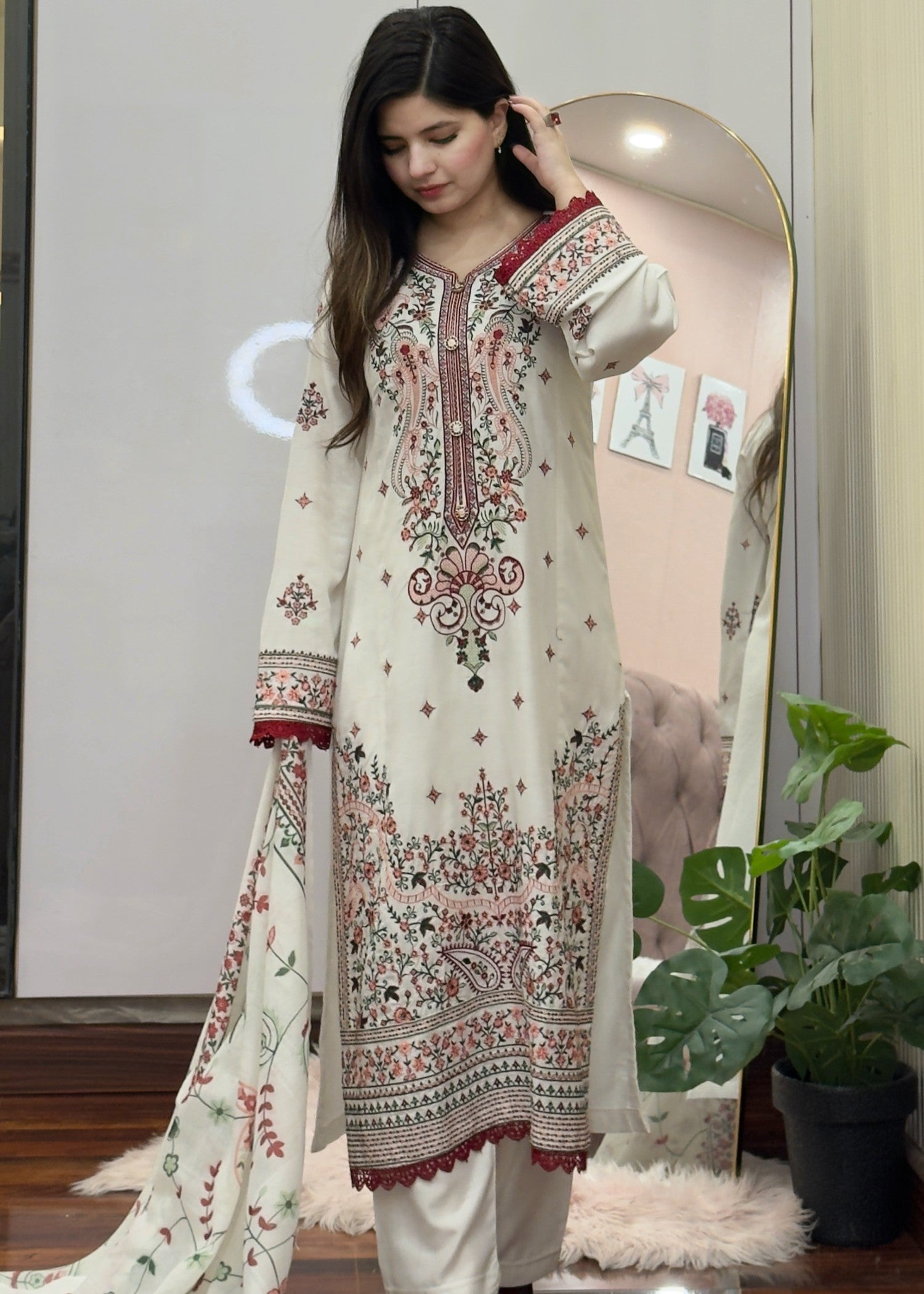 Tehzeeb Libas RASHK EMBROIDERED 3PC