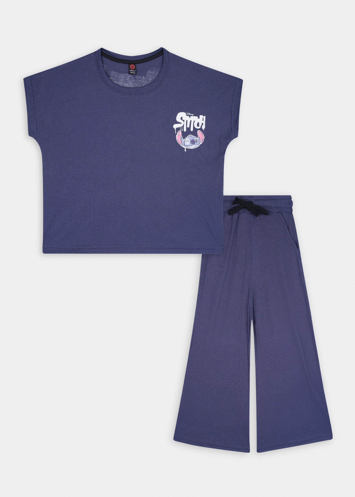 DISNEY-STITCH-GRAFFITI-STYLE-100 - Cotton Boxy Fit Tee Wide Leg Pants Set