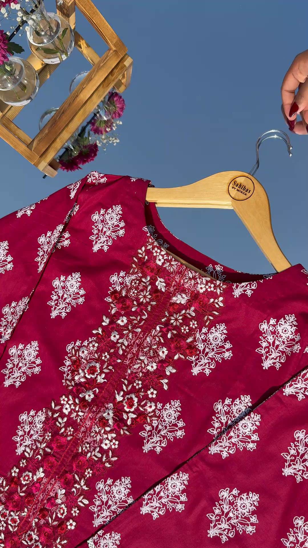 Lawn Kurta Set in Maroon