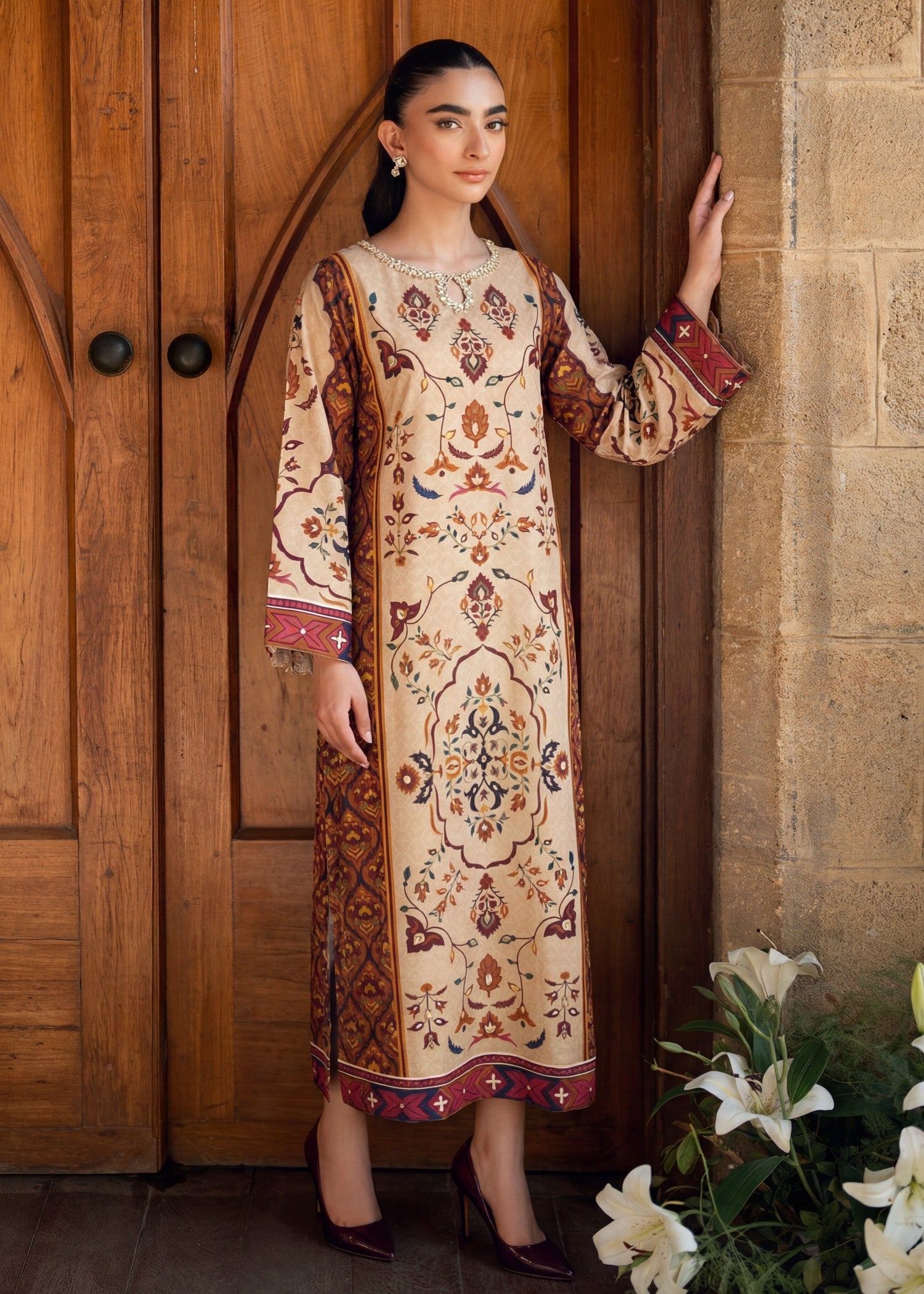 Poly silk Kurti in Multi