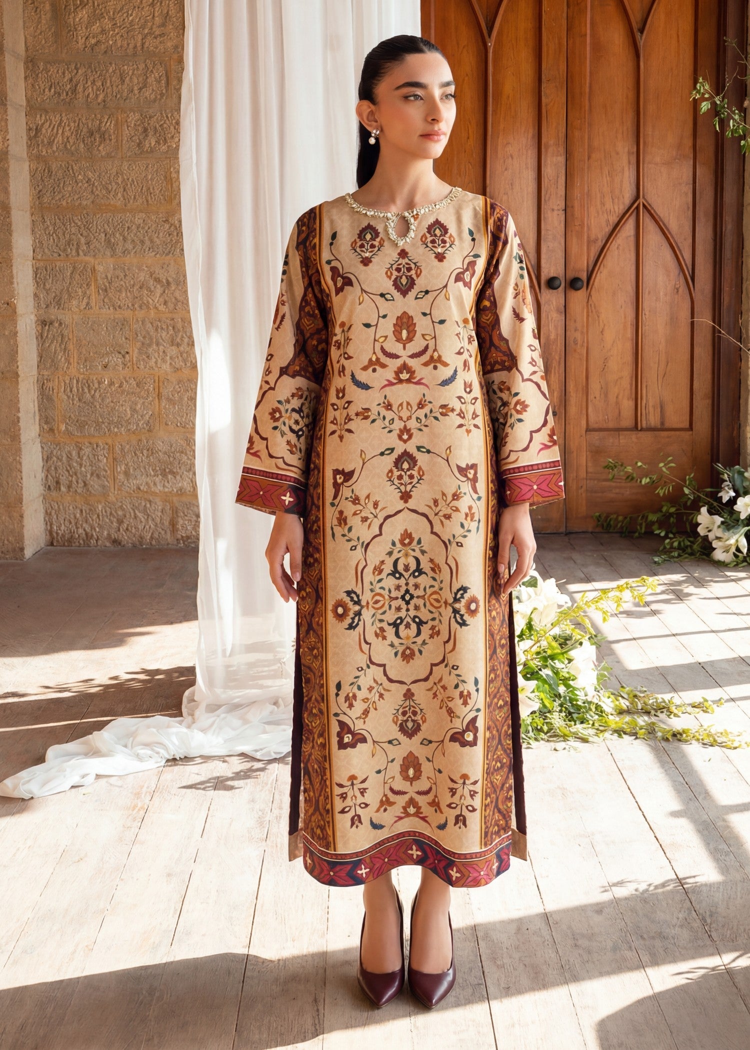 Poly silk Kurti in Multi