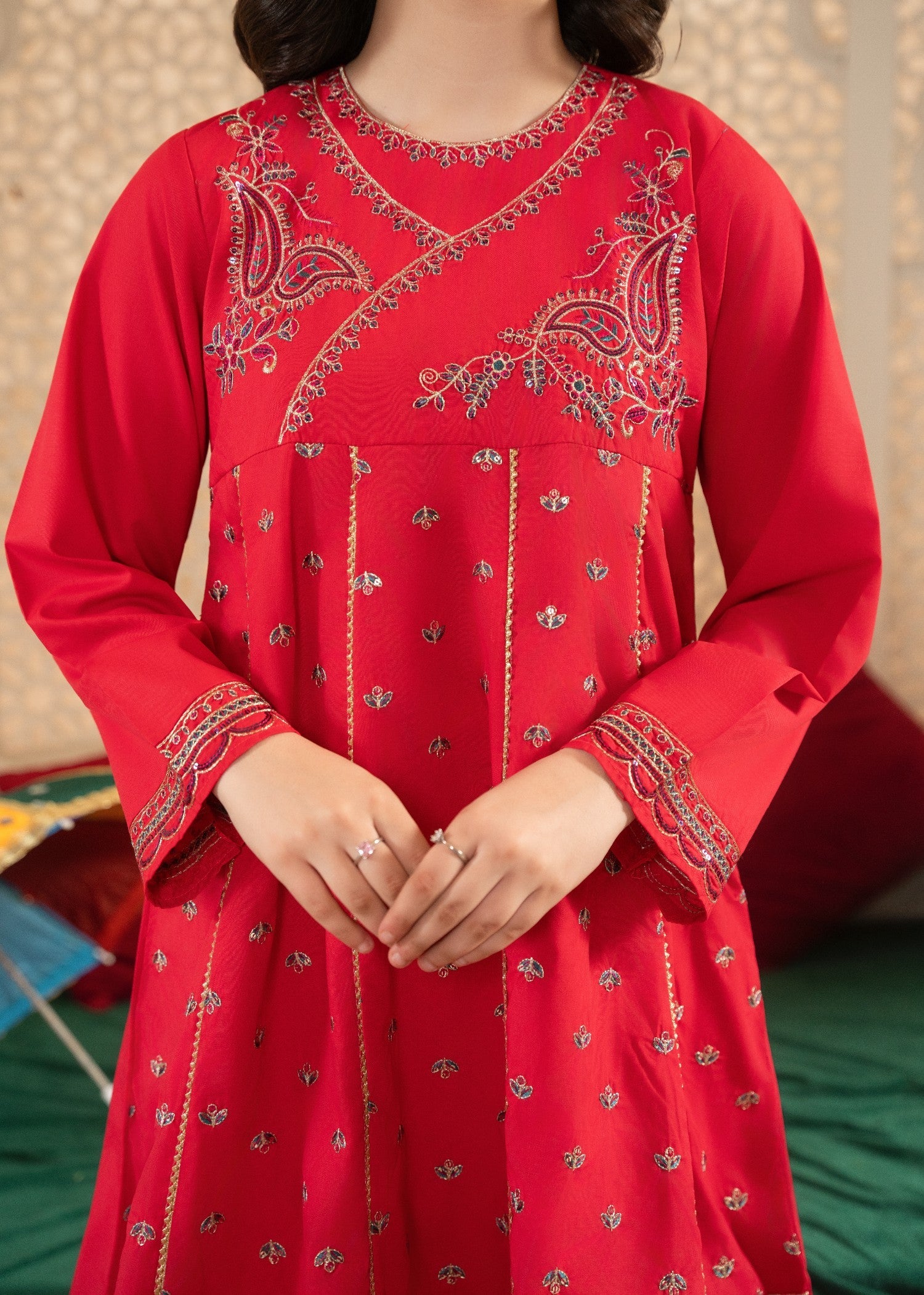 GIRLS-PINK-COTTON-EMBROIDERED-ETHNIC-SUIT-WITH-NET-DUPATTA-FESTIVE-PARTY-WEAR
