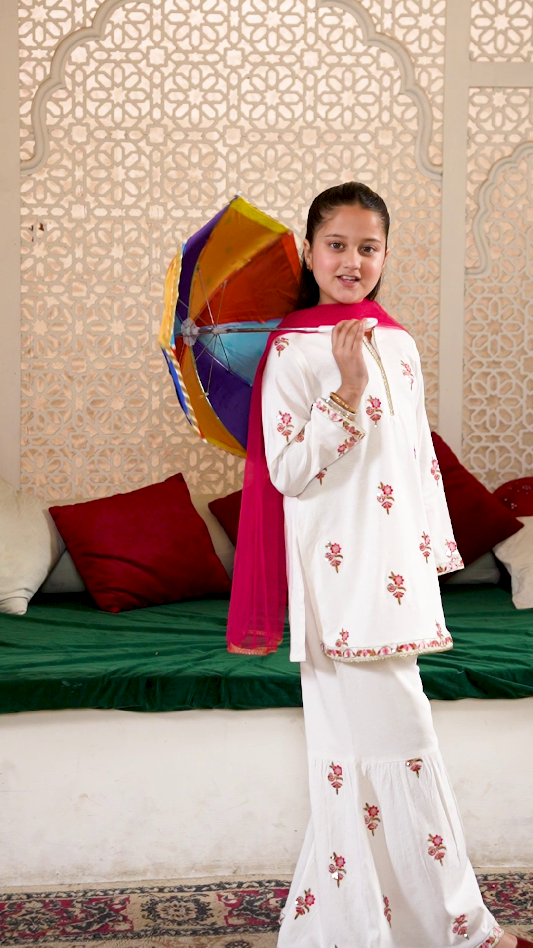 RADIANT-ROSE-GIRLS-100-3 - Cotton Piece Eastern Suit With Multihead Embroidery
