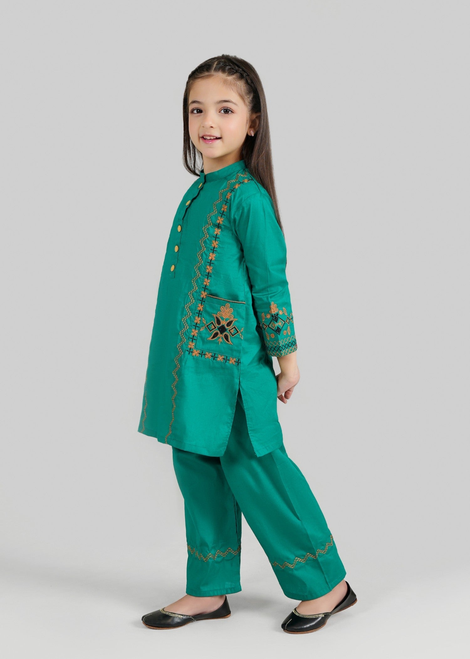 CRIMSON-BLOOM-GIRLS-100-2 - Cotton Piece Festive Eastern Suit