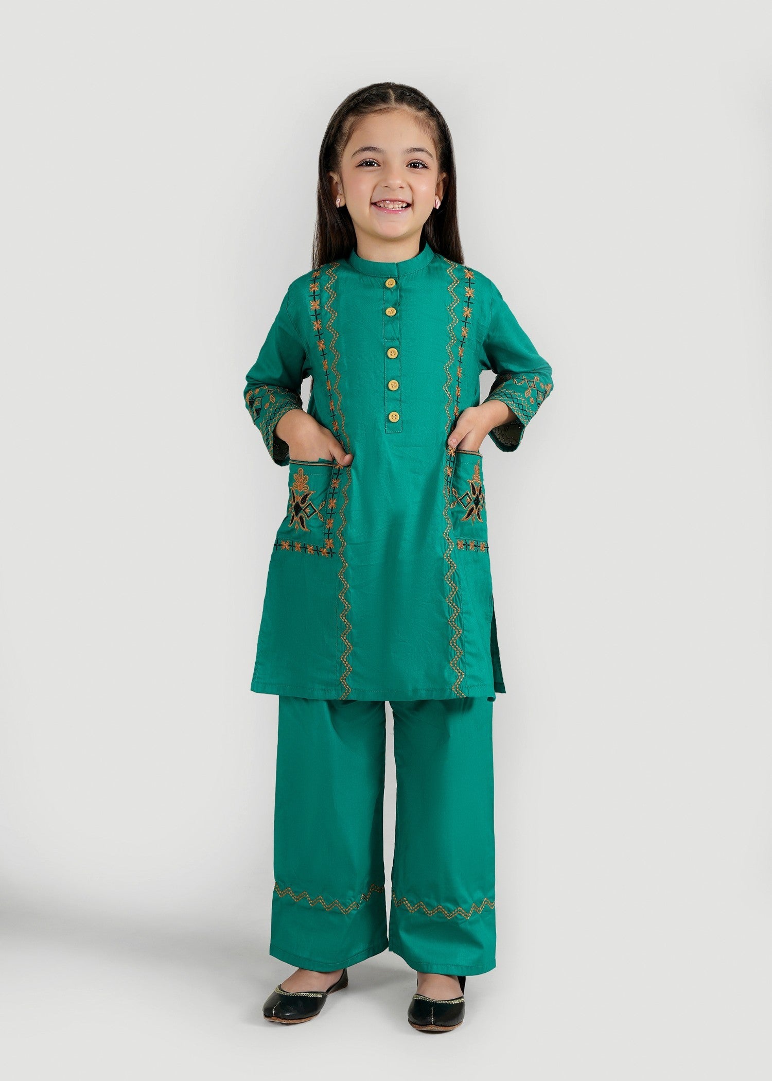 CRIMSON-BLOOM-GIRLS-100-2 - Cotton Piece Festive Eastern Suit
