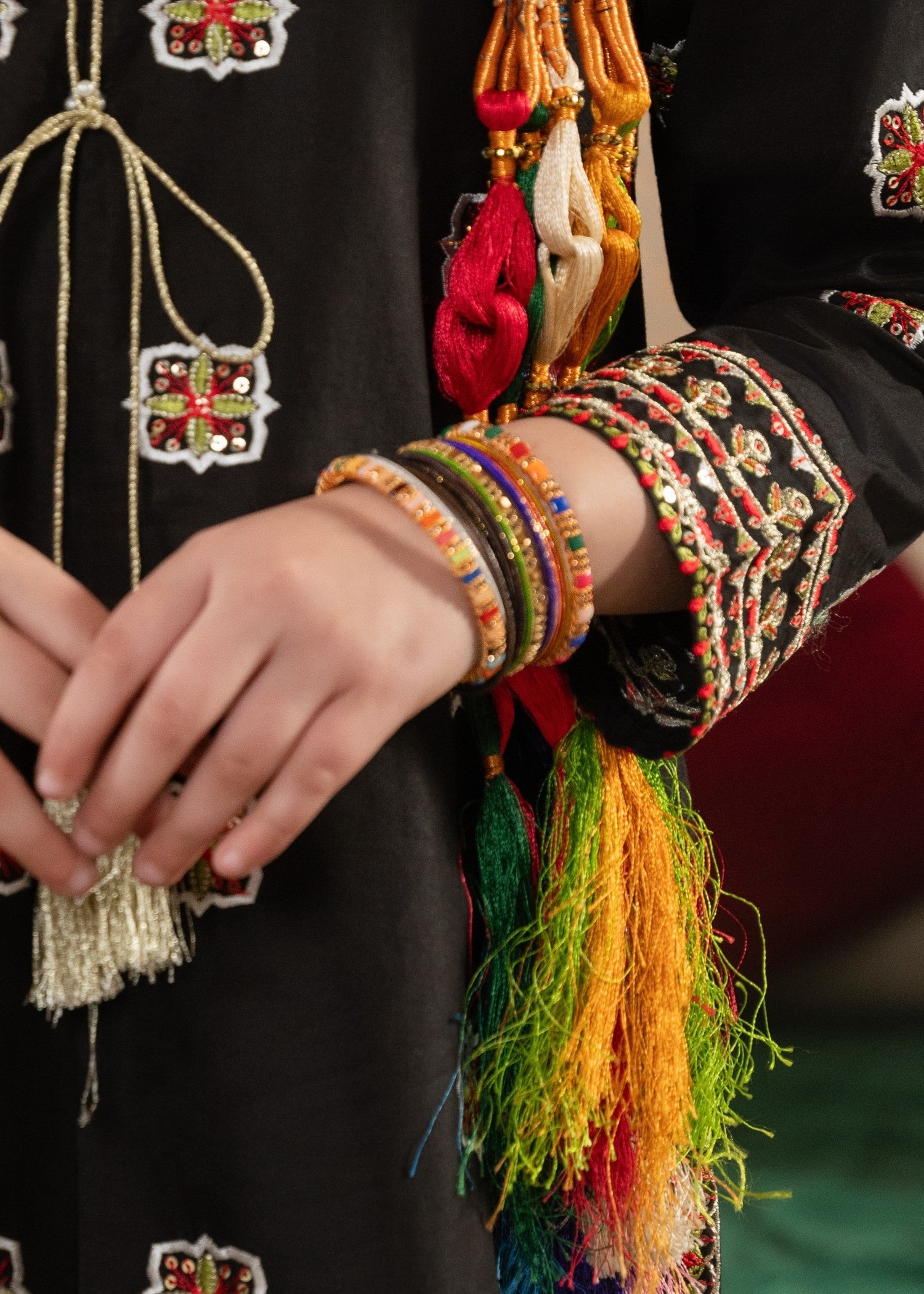 GIRLS-BLACK-COTTON-SEQUIN-EMBROIDERED-ETHNIC-SUIT-WITH-NET-DUPATTA-FESTIVE-PARTY-WEAR