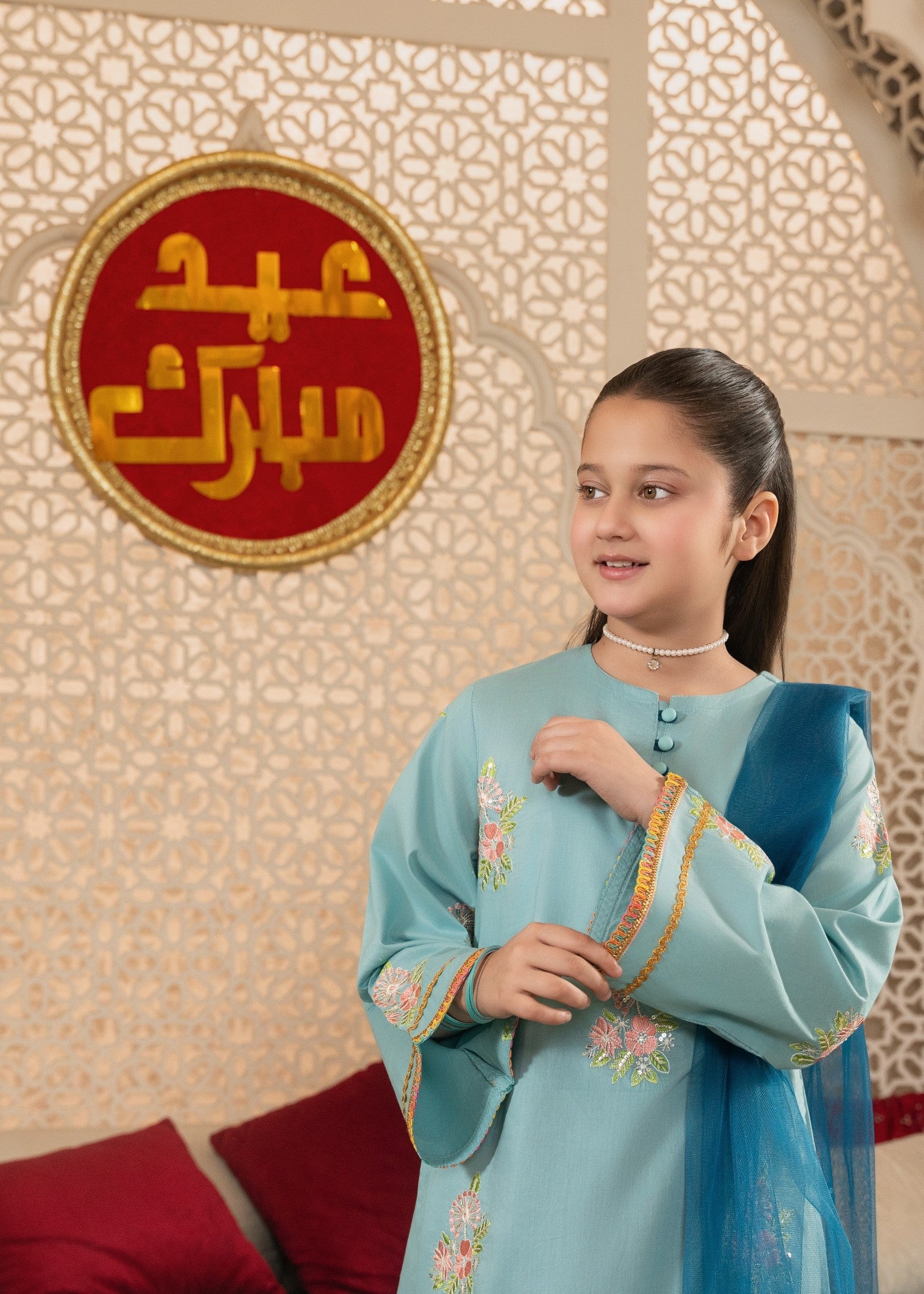 GIRLS-3-100 - Piece Eastern Wear Suit Cotton Embroidered Festive Outfit