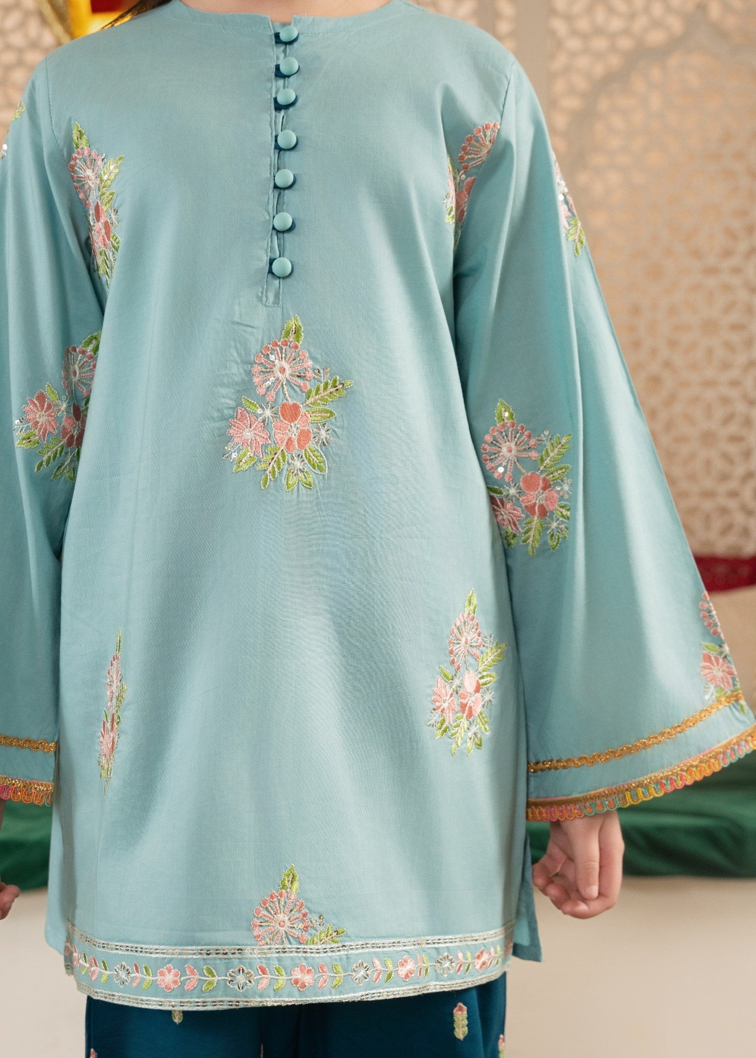 GIRLS-3-100 - Piece Eastern Wear Suit Cotton Embroidered Festive Outfit