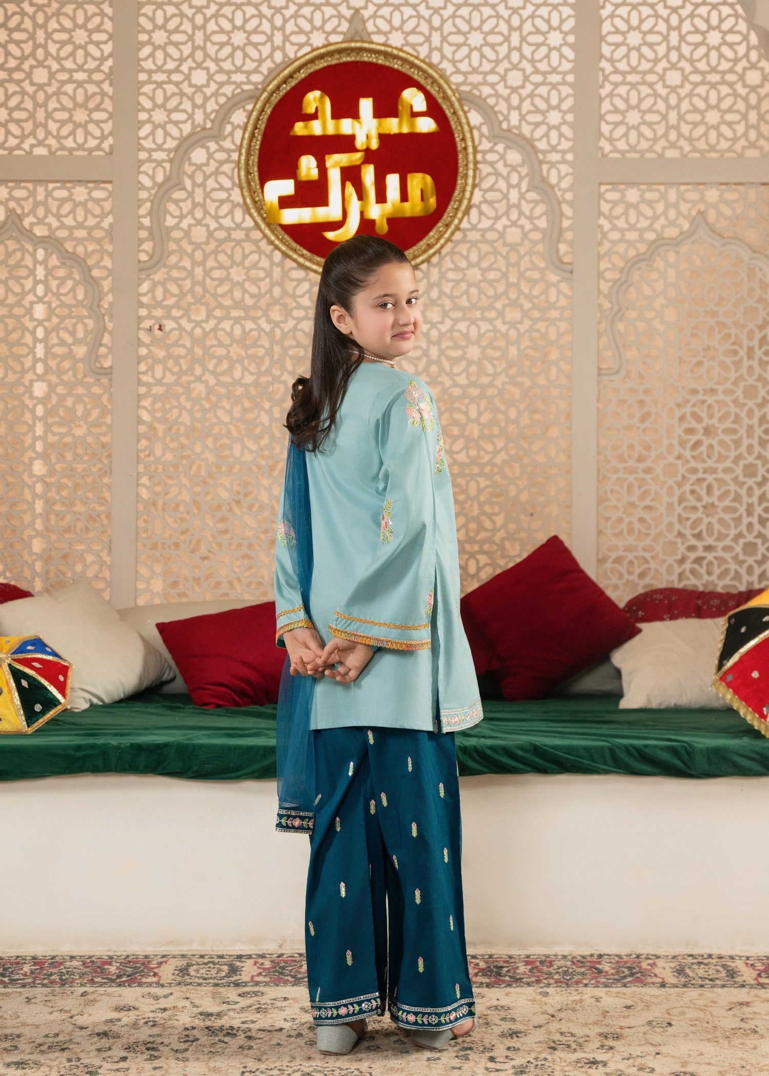 GIRLS-3-100 - Piece Eastern Wear Suit Cotton Embroidered Festive Outfit