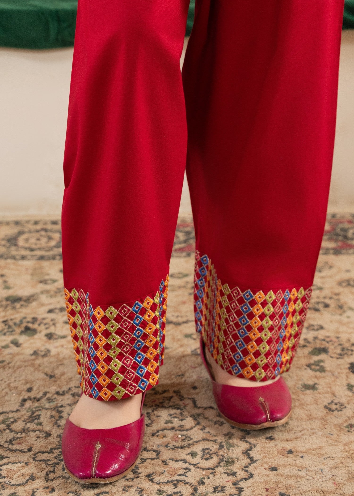 GIRLS-PREMIUM-3 - Piece Embroidered Cotton Suit With Net Dupatta Festive Casual Wear