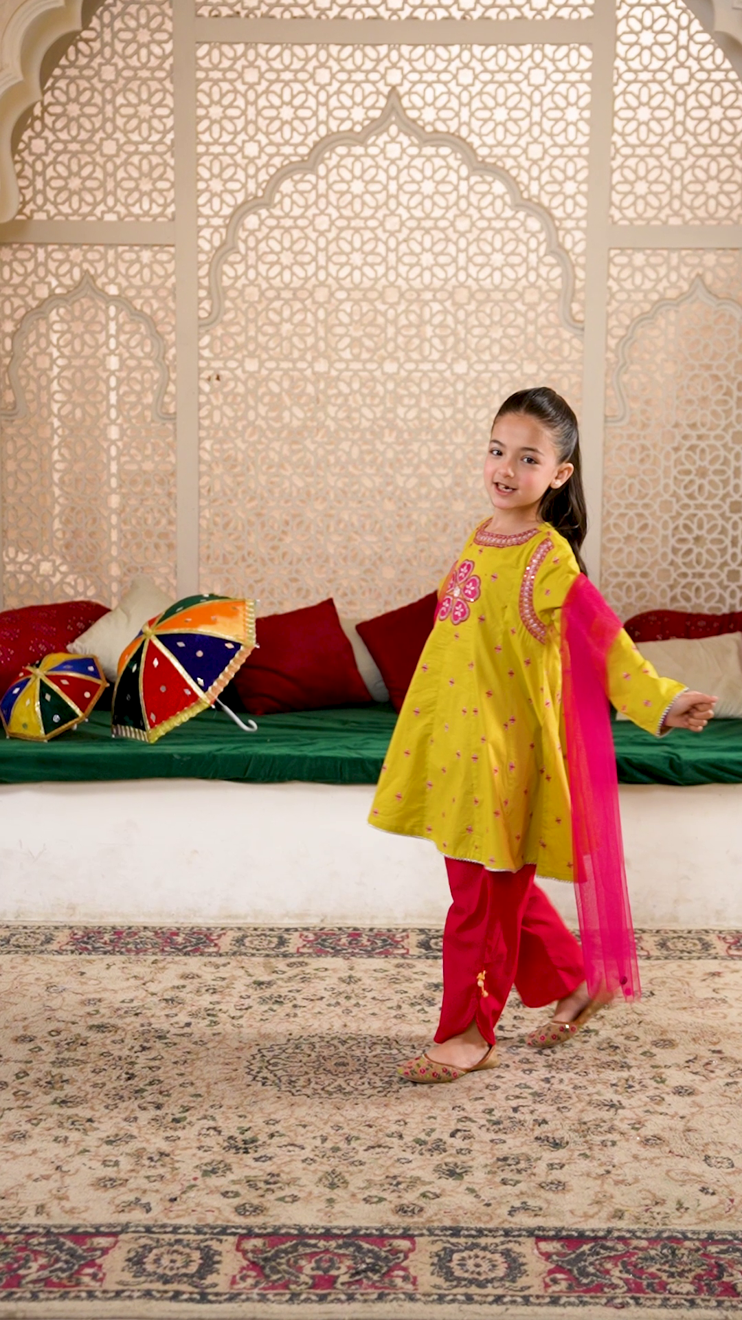 MUSTARD-YELLOW-EMBROIDERED-KURTI-WITH-MAROON-SALWAR-SET