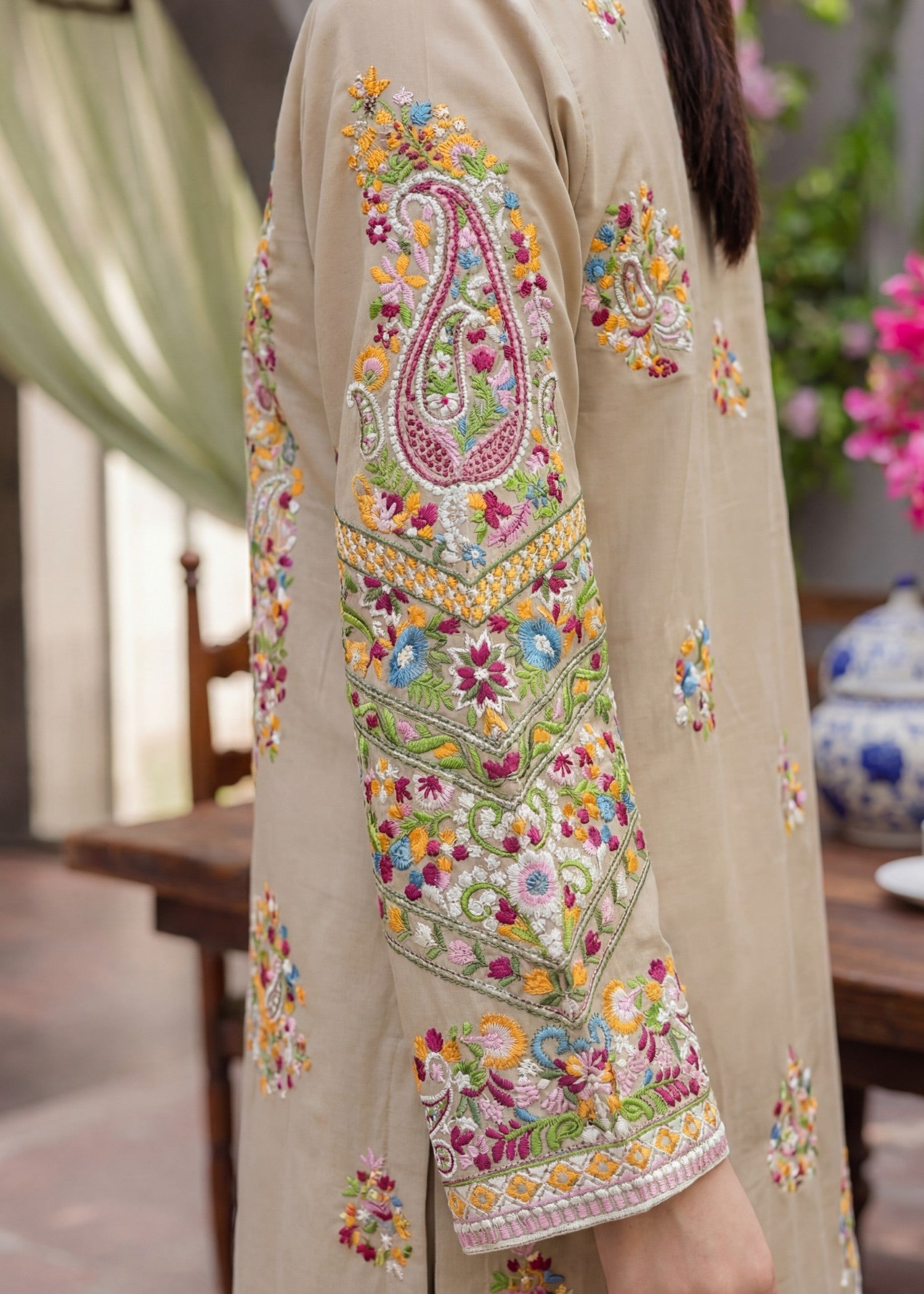 Lawn Kurta Set in Beige