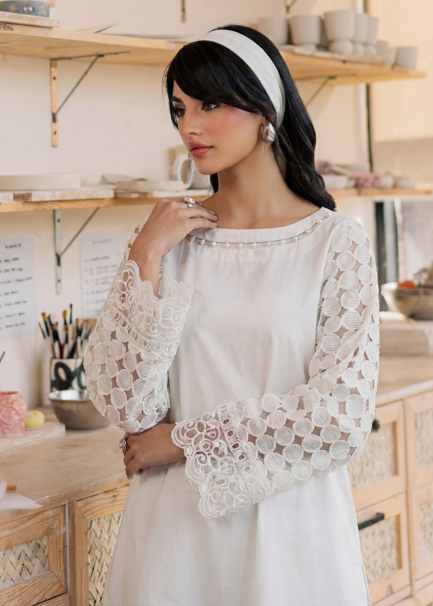 Lawn Kurta Set in White