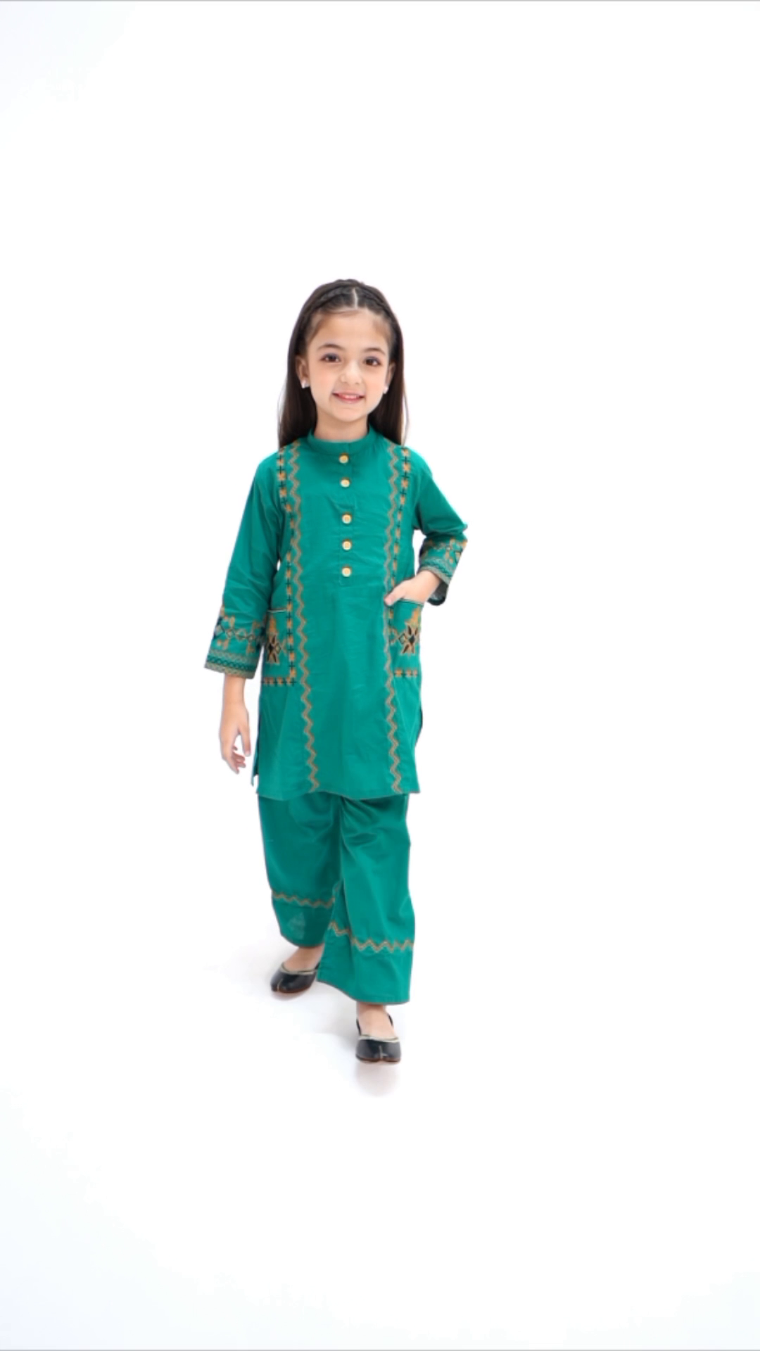 CRIMSON-BLOOM-GIRLS-100-2 - Cotton Piece Festive Eastern Suit