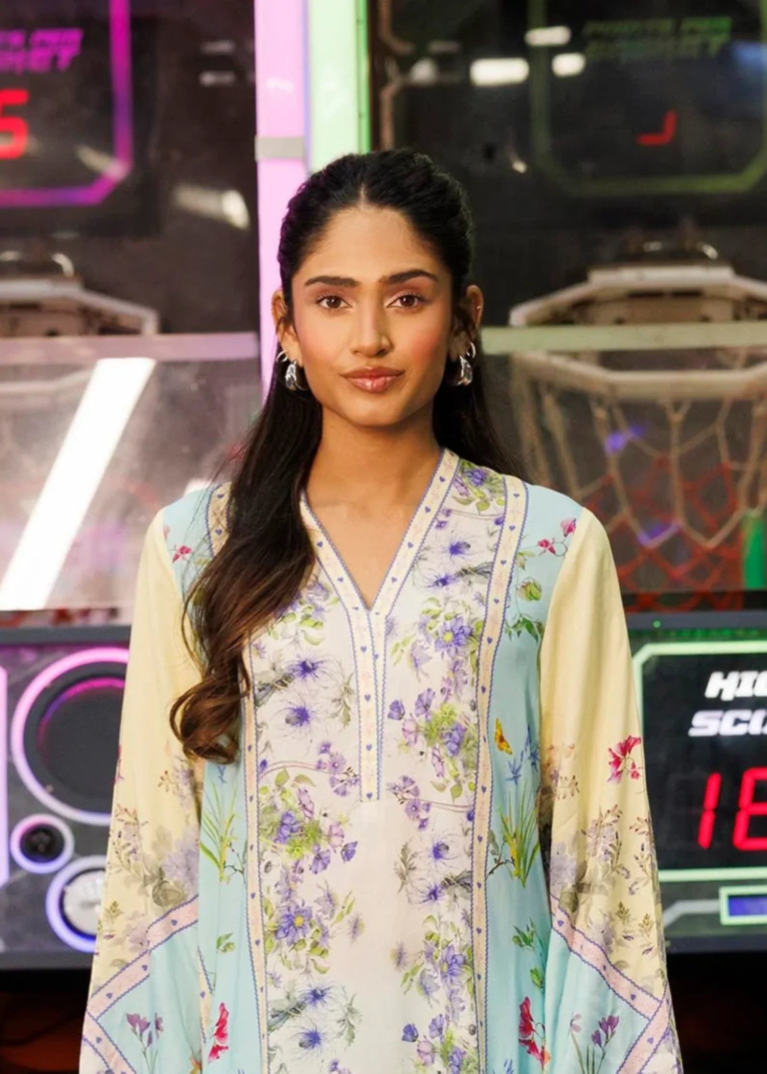 Sana Safinaz Stitched Printed Linen Shirt + Culotte - SS26BSP143P2T