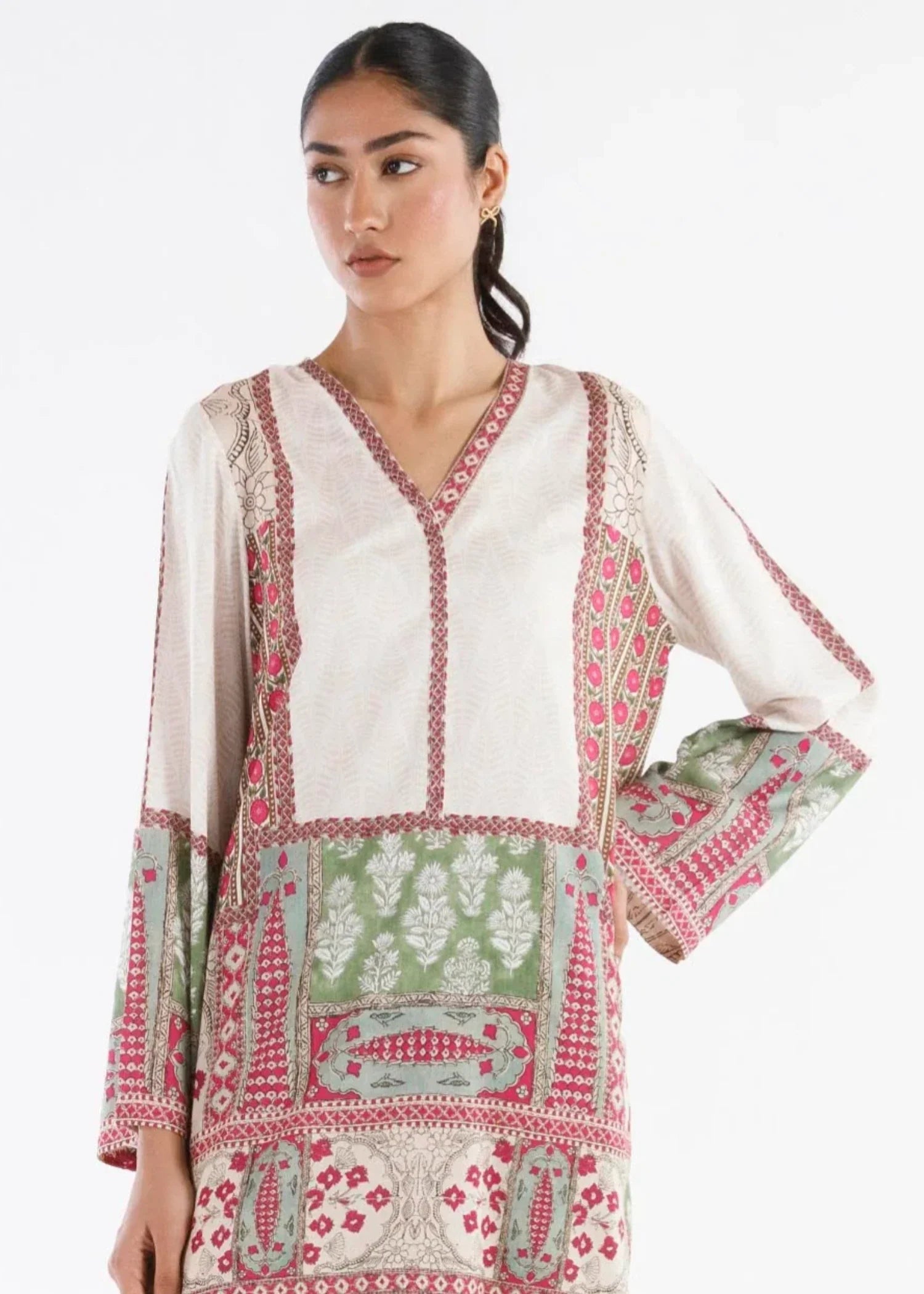 Sana Safinaz Stitched Printed Linen Shirt + Shalwar - SS26BSP108P2T