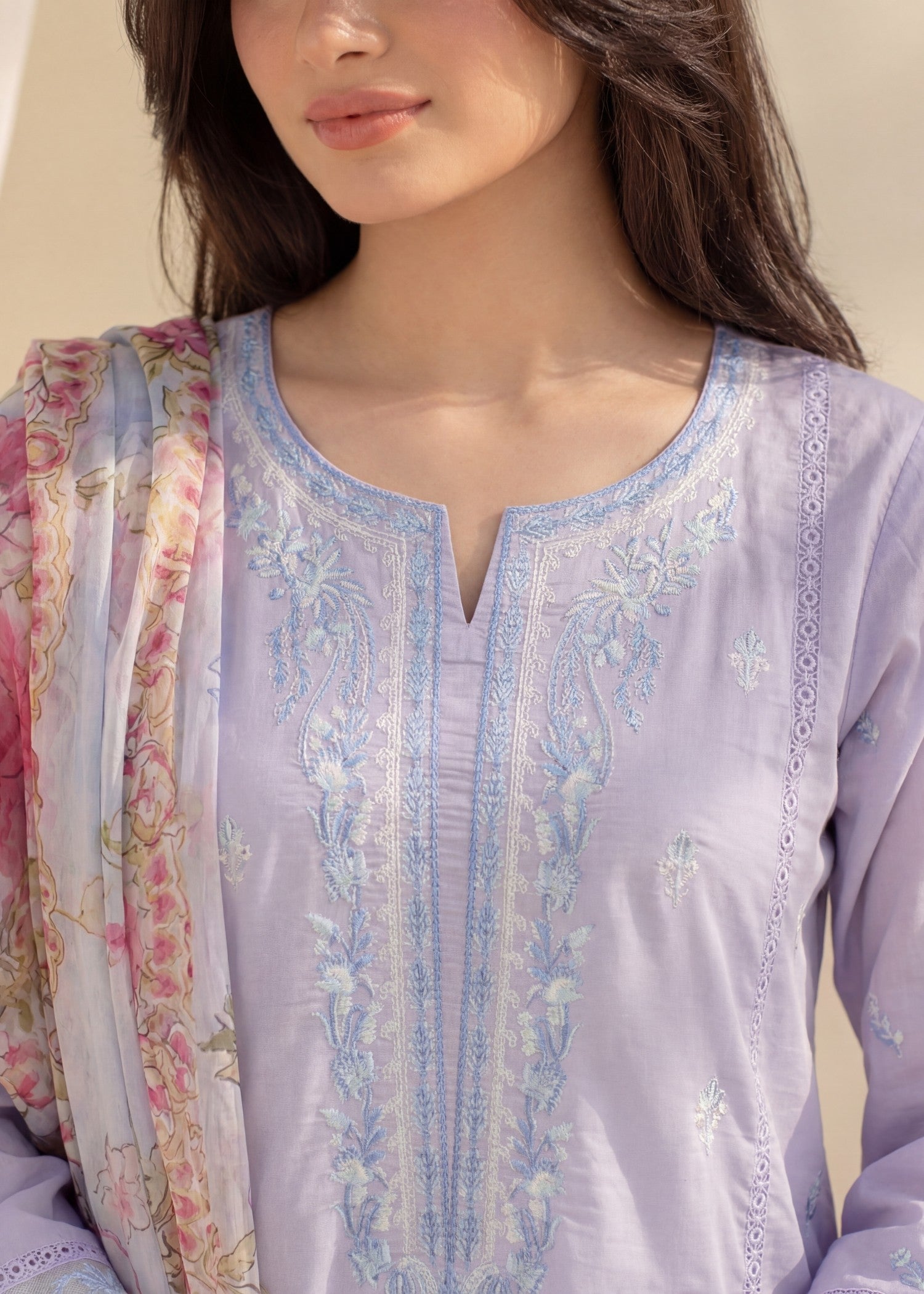 Lawn Kurta Set in Periwinkle