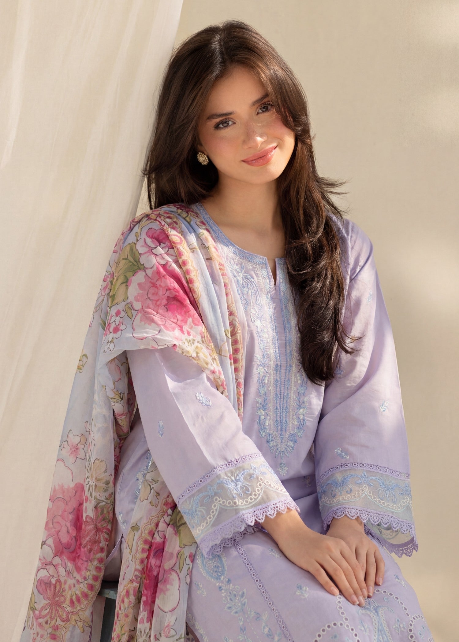 Lawn Kurta Set in Periwinkle