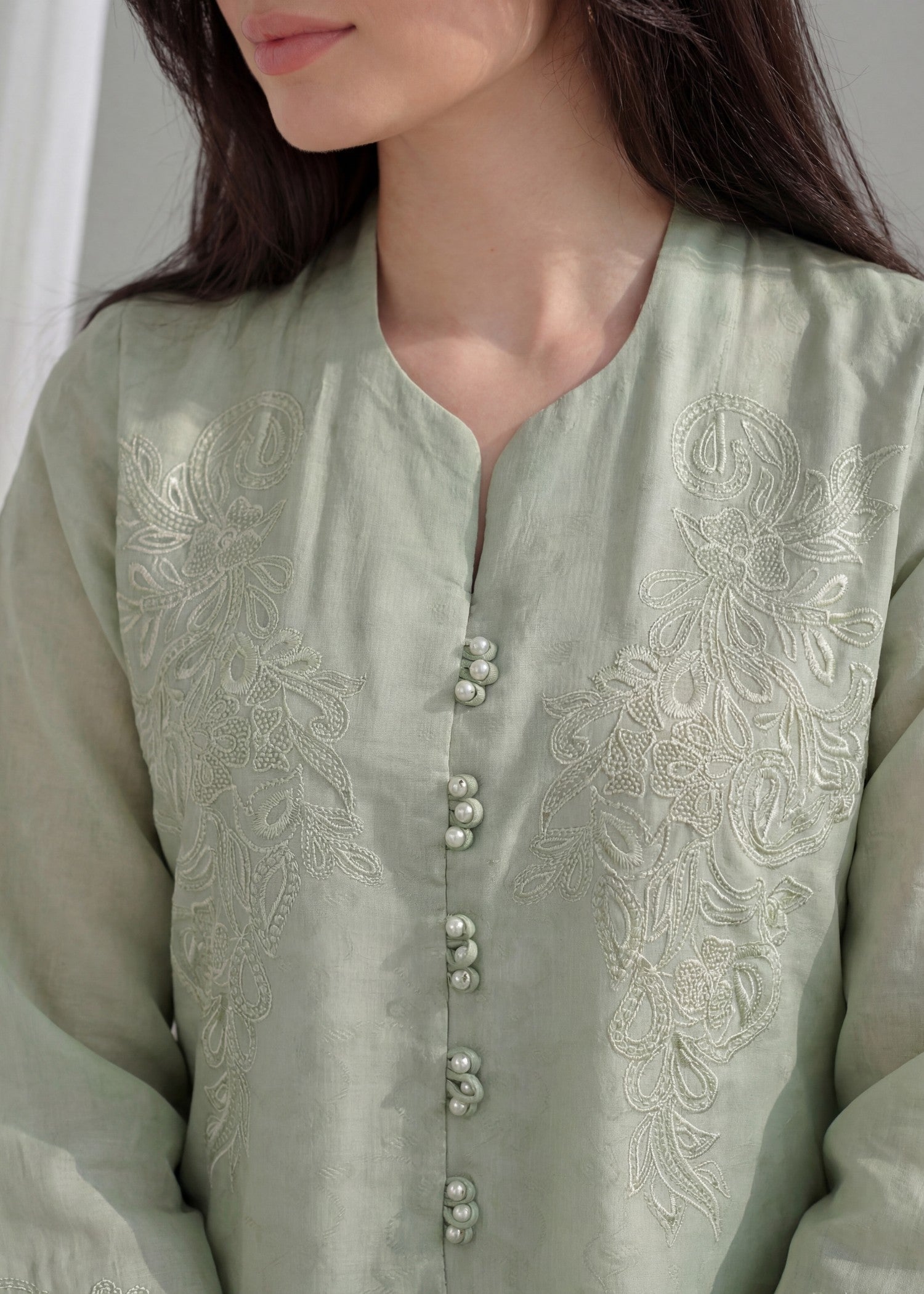 Lawn Kurta Set in Pistachio green
