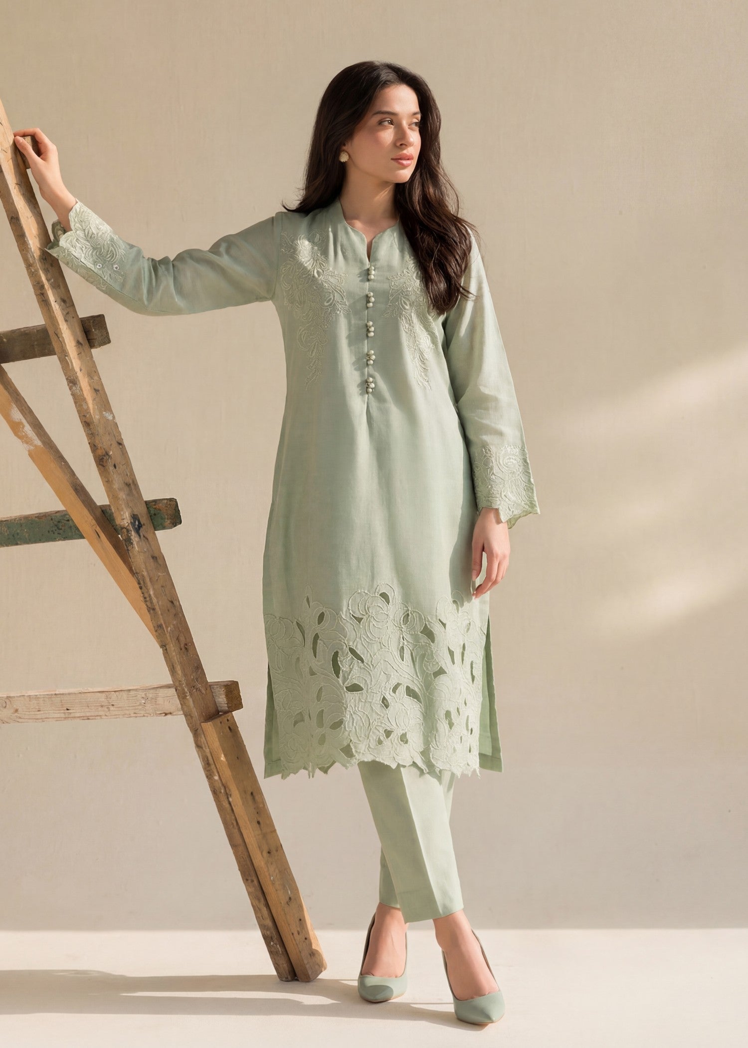 Lawn Kurta Set in Pistachio green