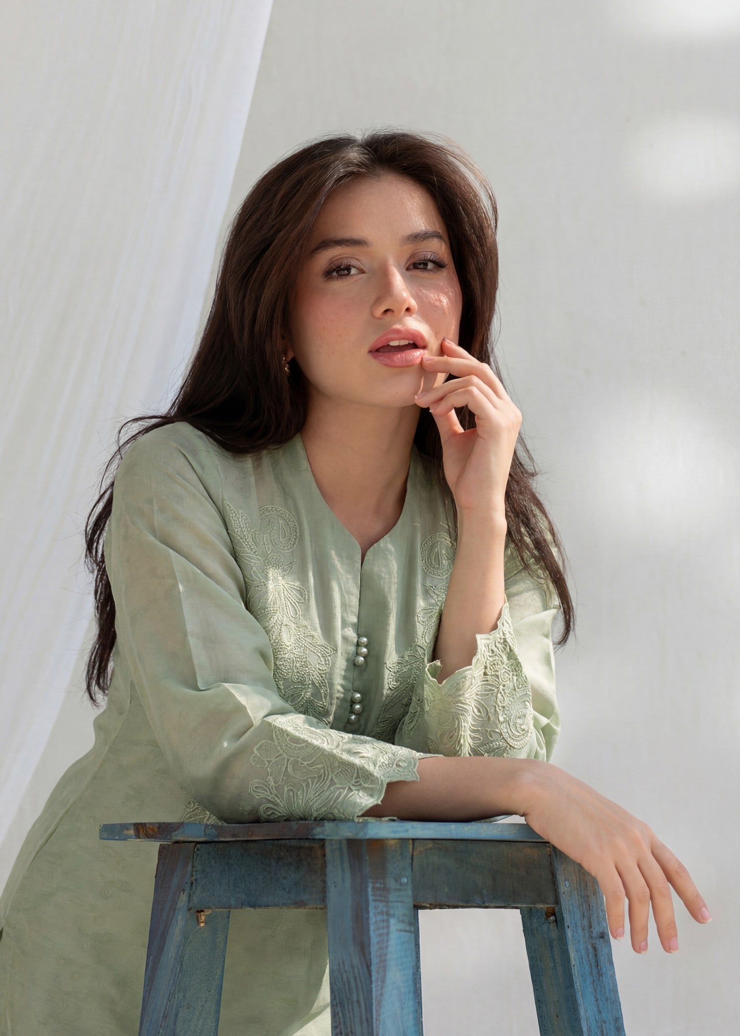 Lawn Kurta Set in Pistachio green