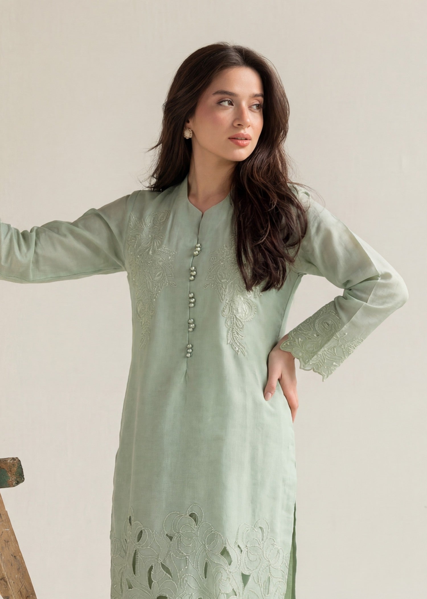 Lawn Kurta Set in Pistachio green