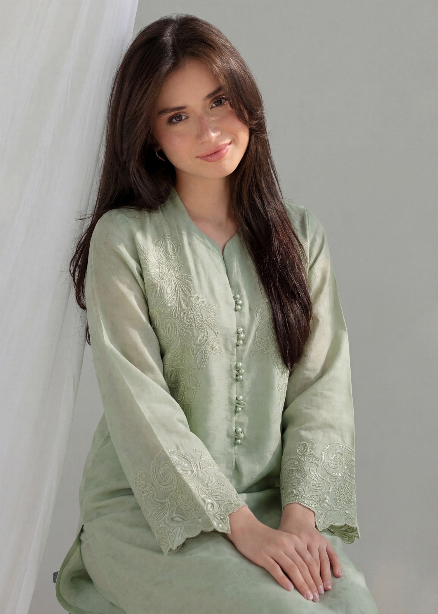 Lawn Kurta Set in Pistachio green