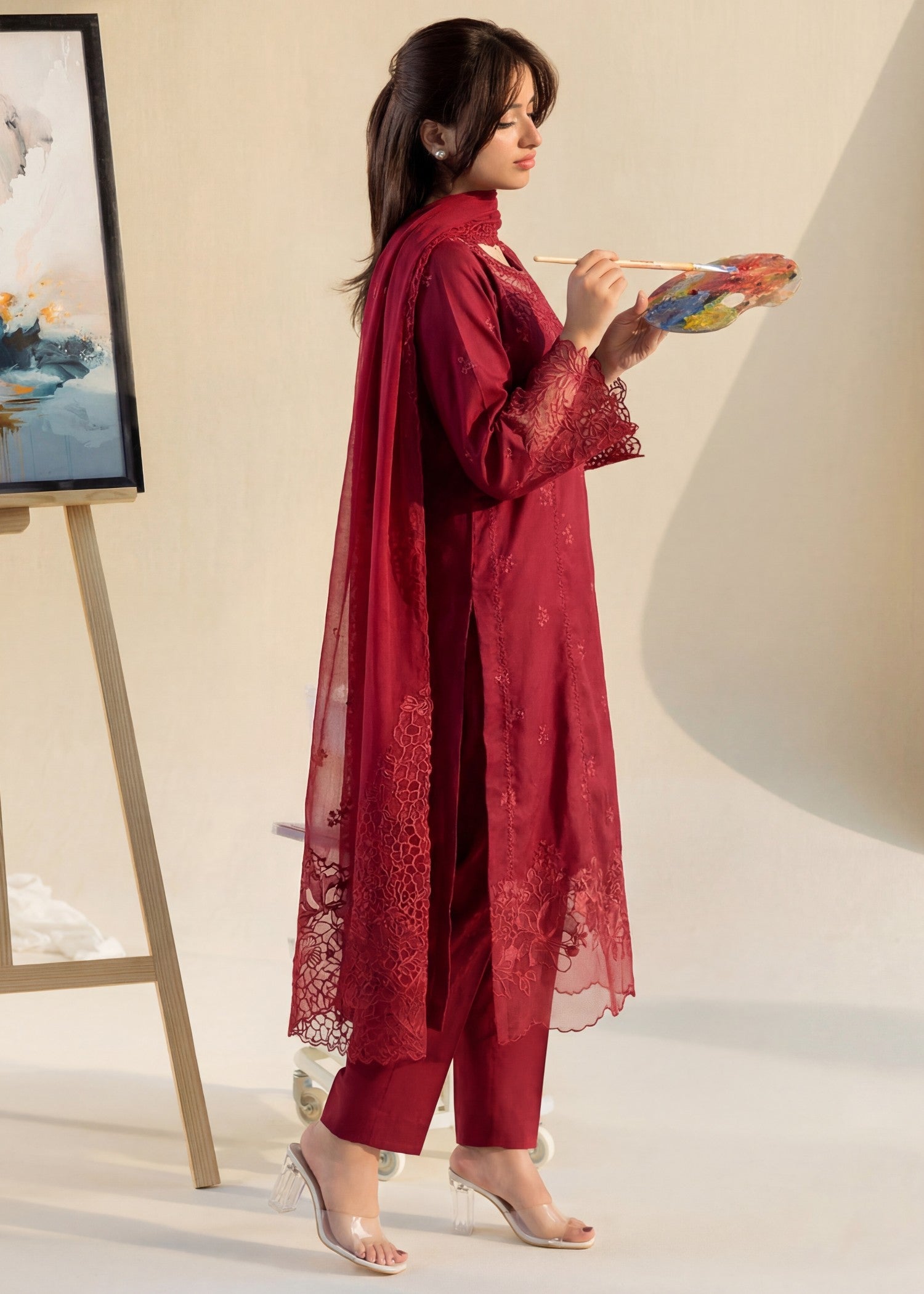 Sahibas By Mirza Namar - Maroon