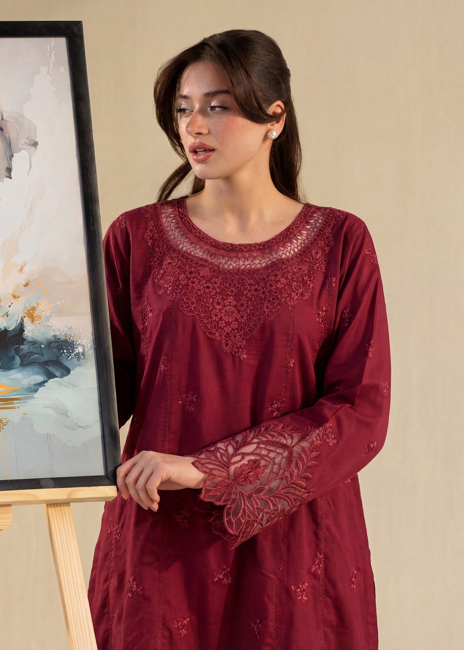 Sahibas By Mirza Namar - Maroon
