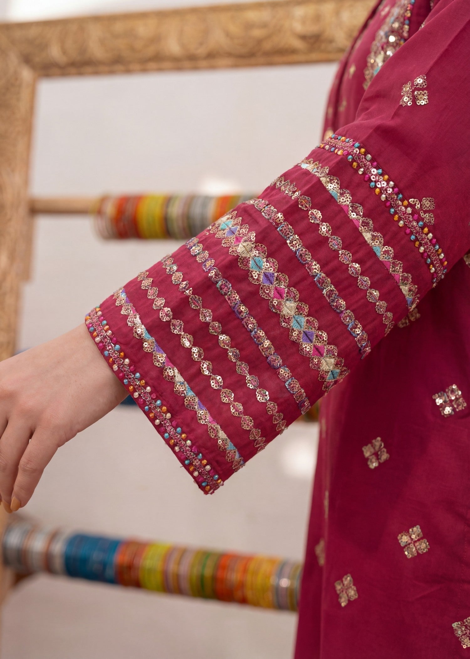 Lawn Kurta Set in Cardinal red
