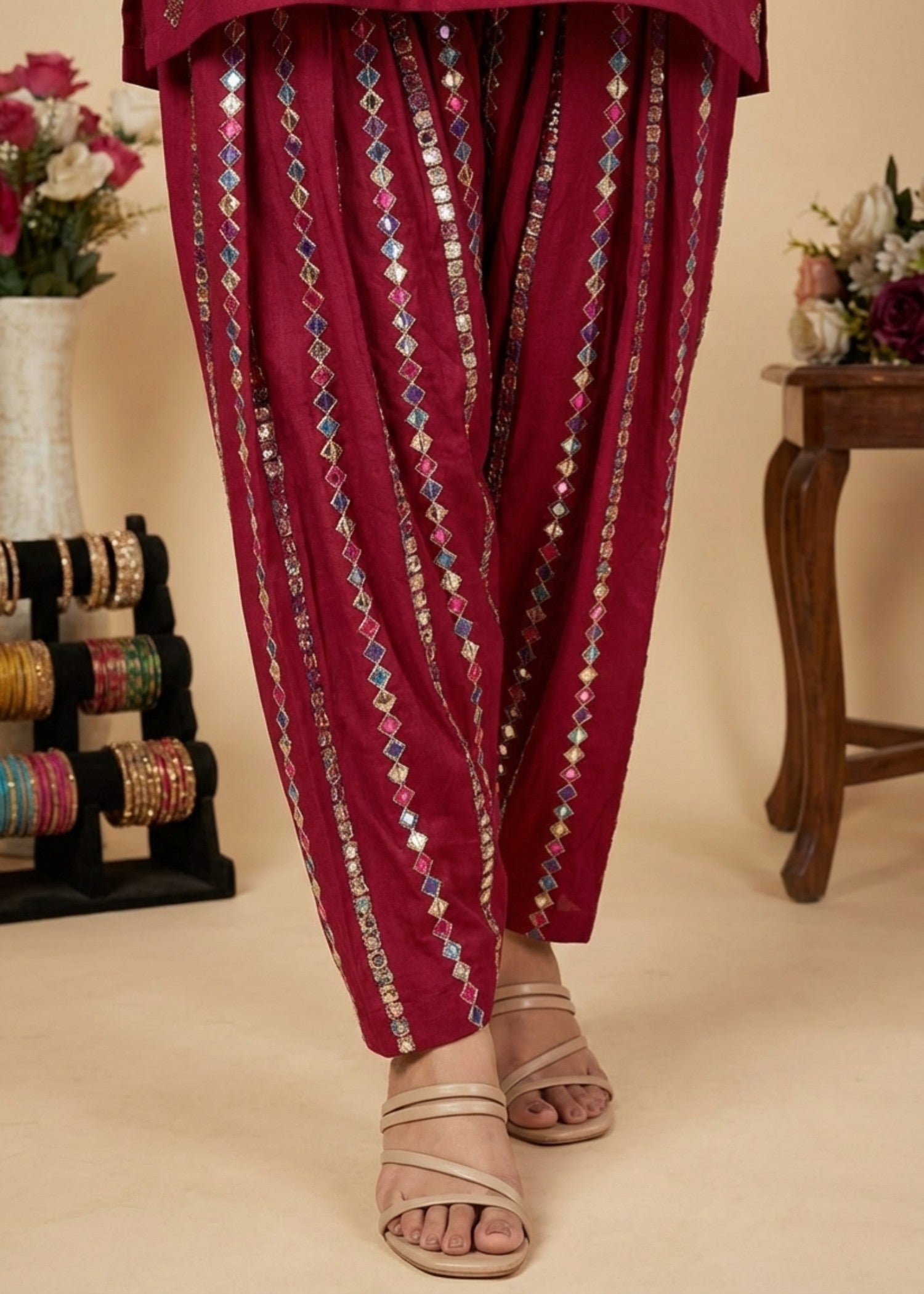 Lawn Kurta Set in Cardinal red