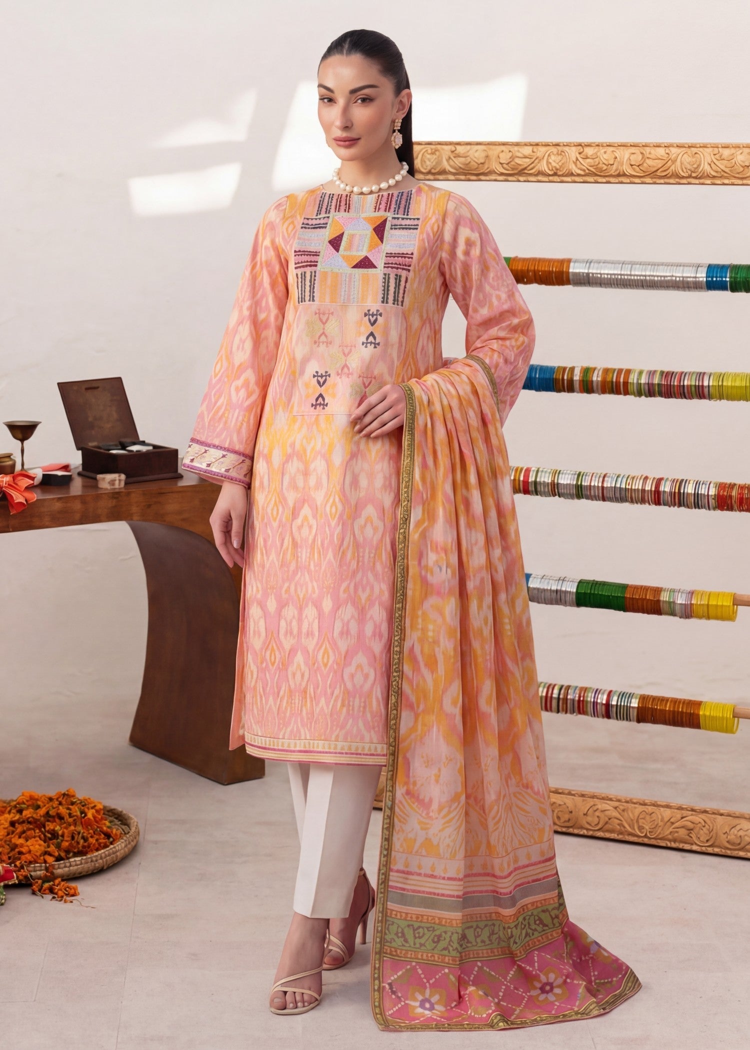 Cotton Kurta Set in Multi