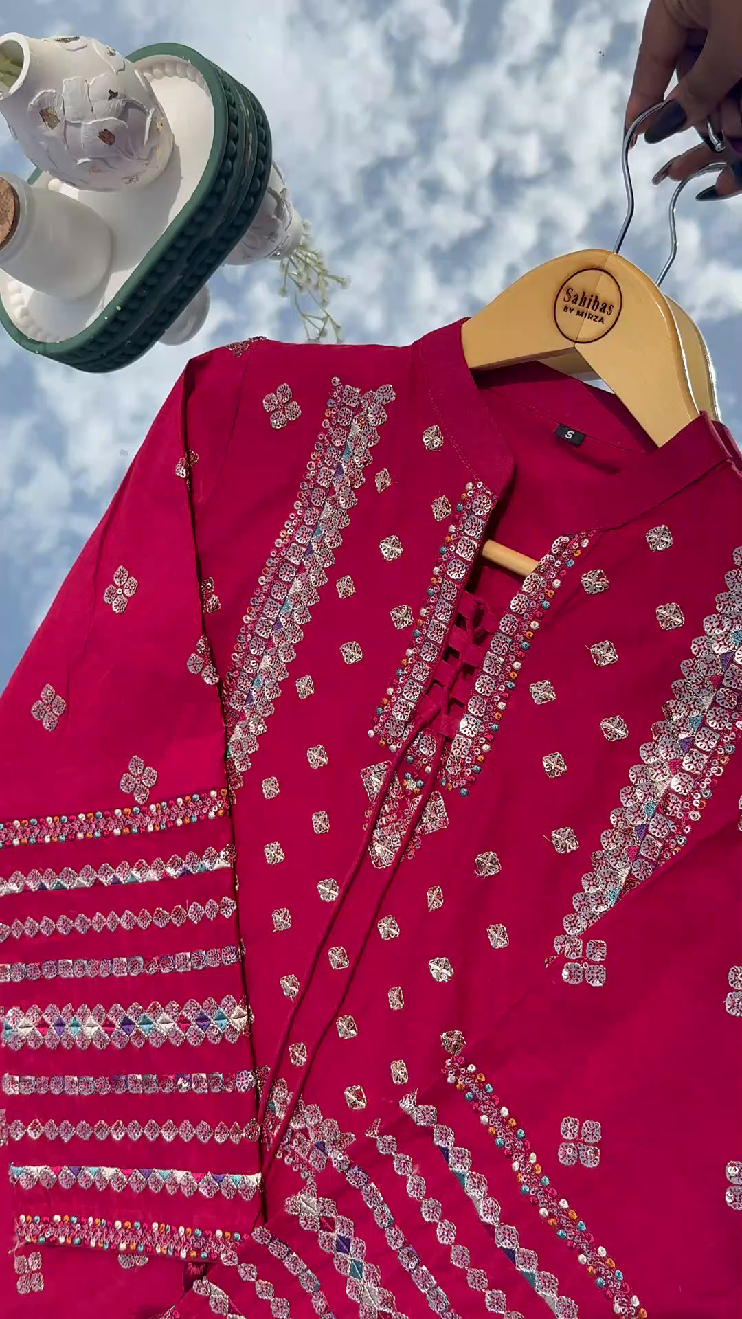 Lawn Kurta Set in Cardinal red