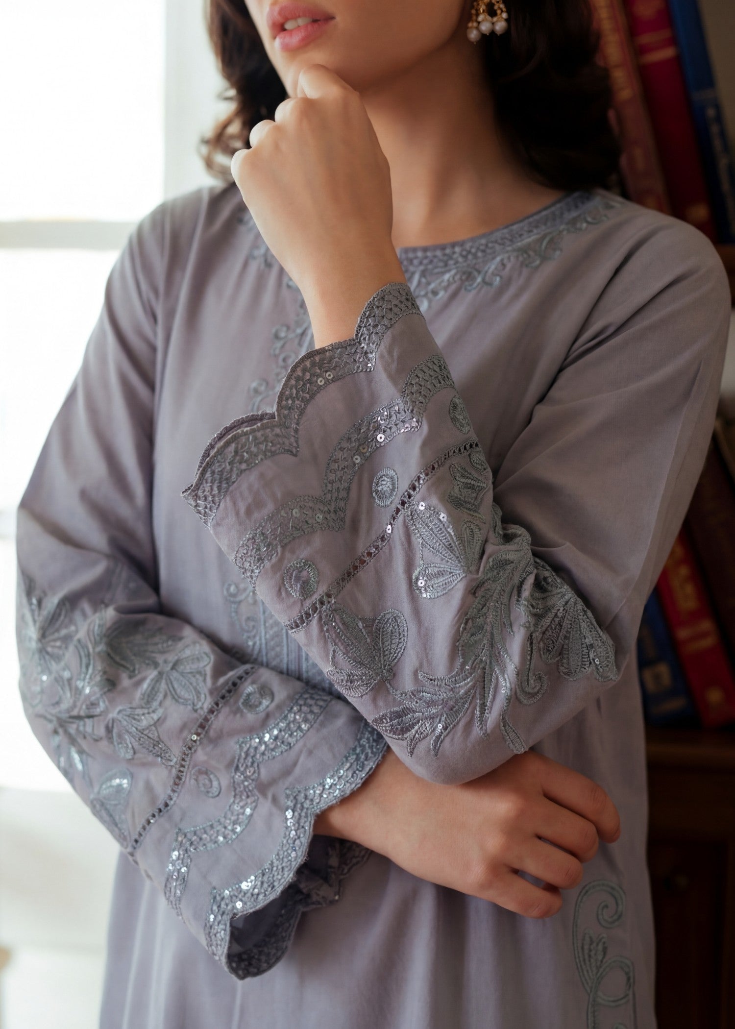 Lawn Kurta Set in Cool grey