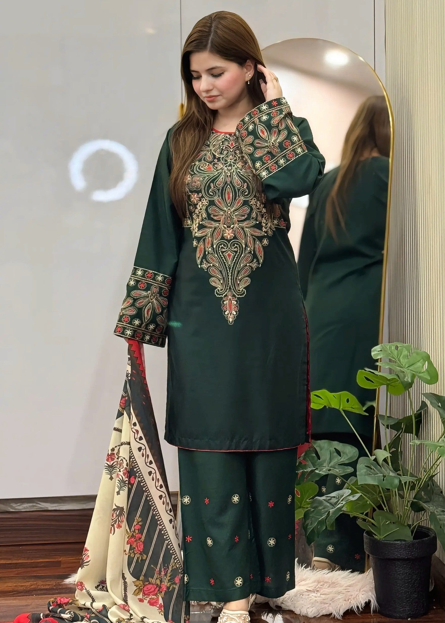 Tehzeeb Libas DINAAR EMBROIDERED 3PC
