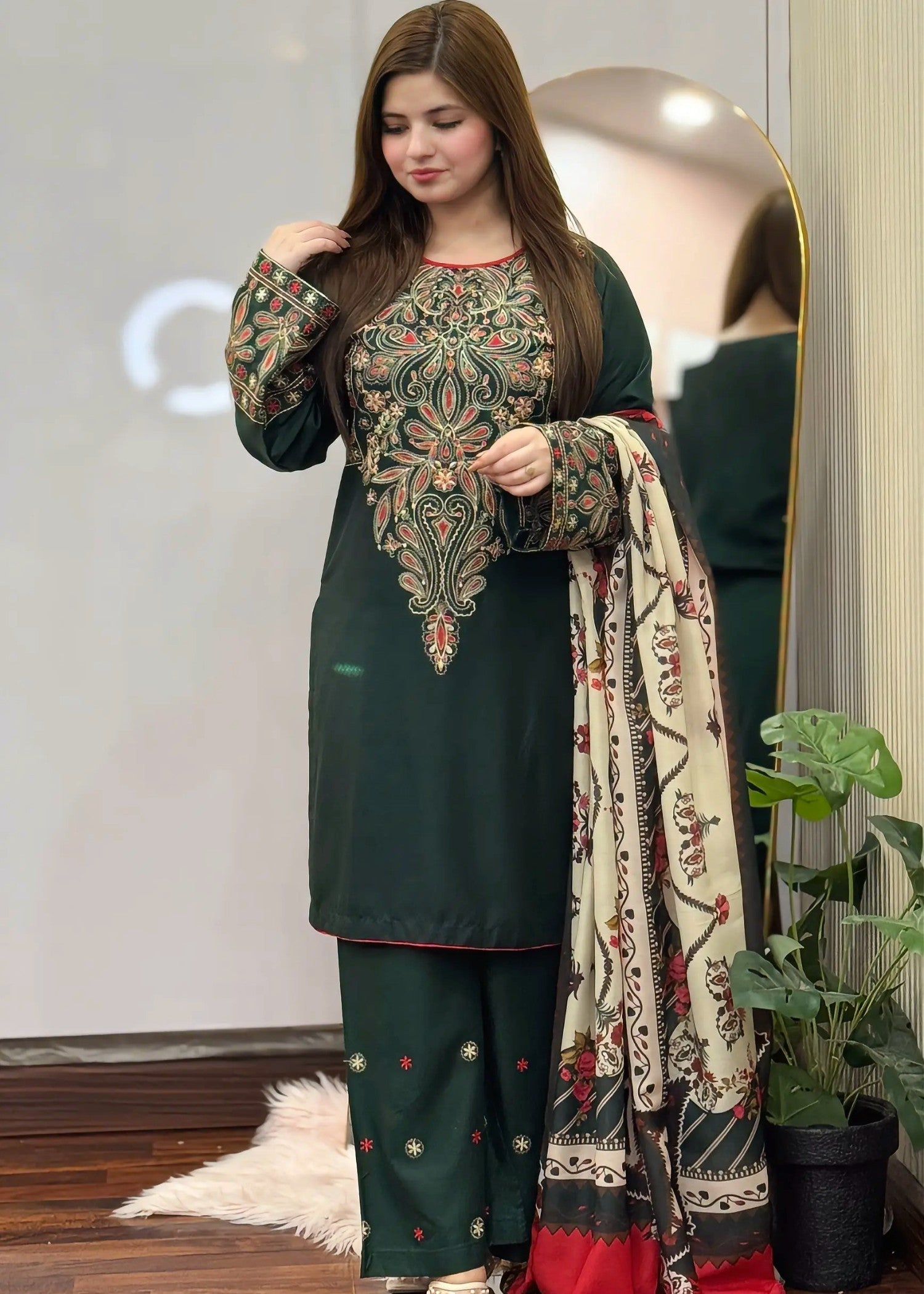 Tehzeeb Libas DINAAR EMBROIDERED 3PC