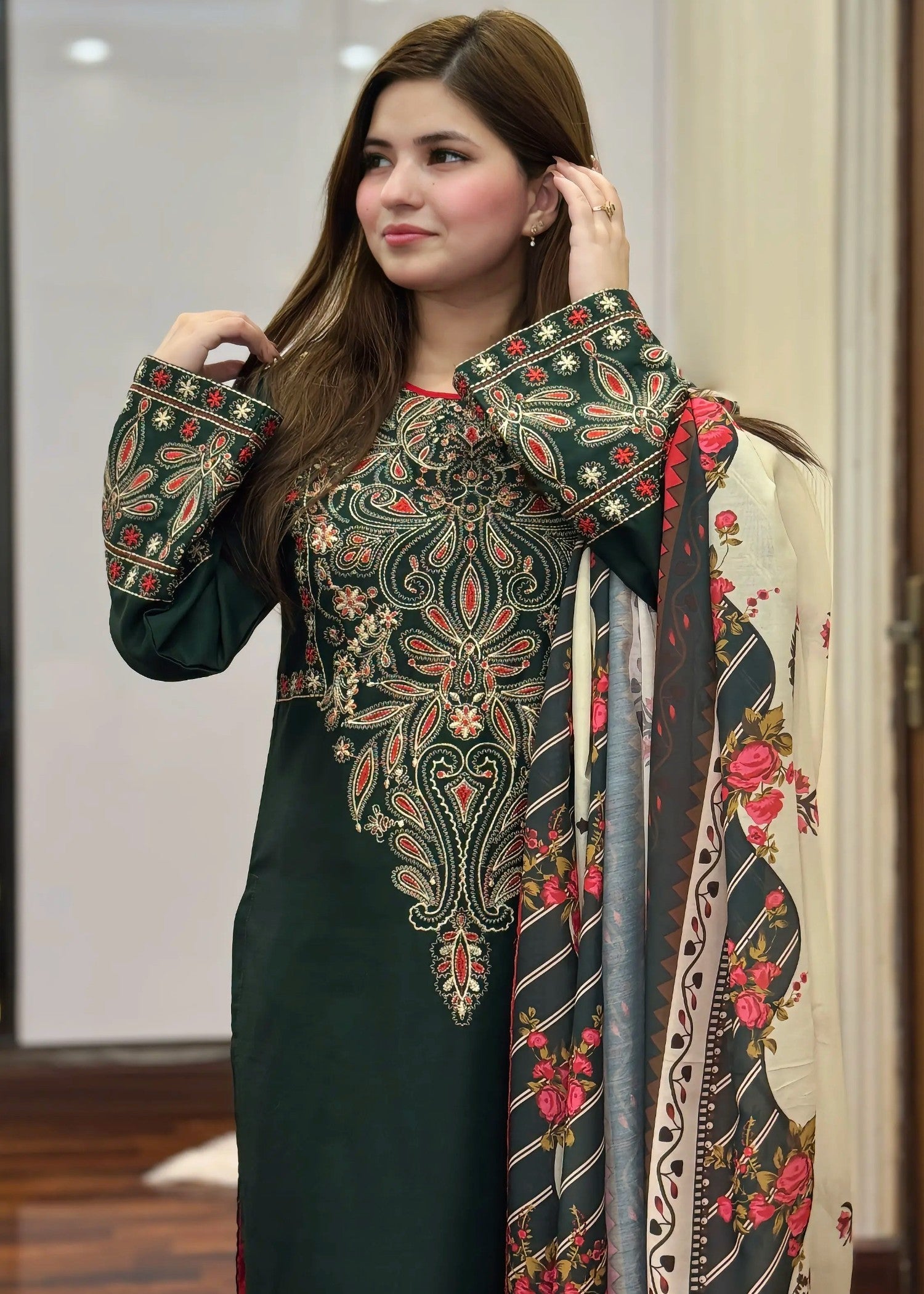 Tehzeeb Libas DINAAR EMBROIDERED 3PC