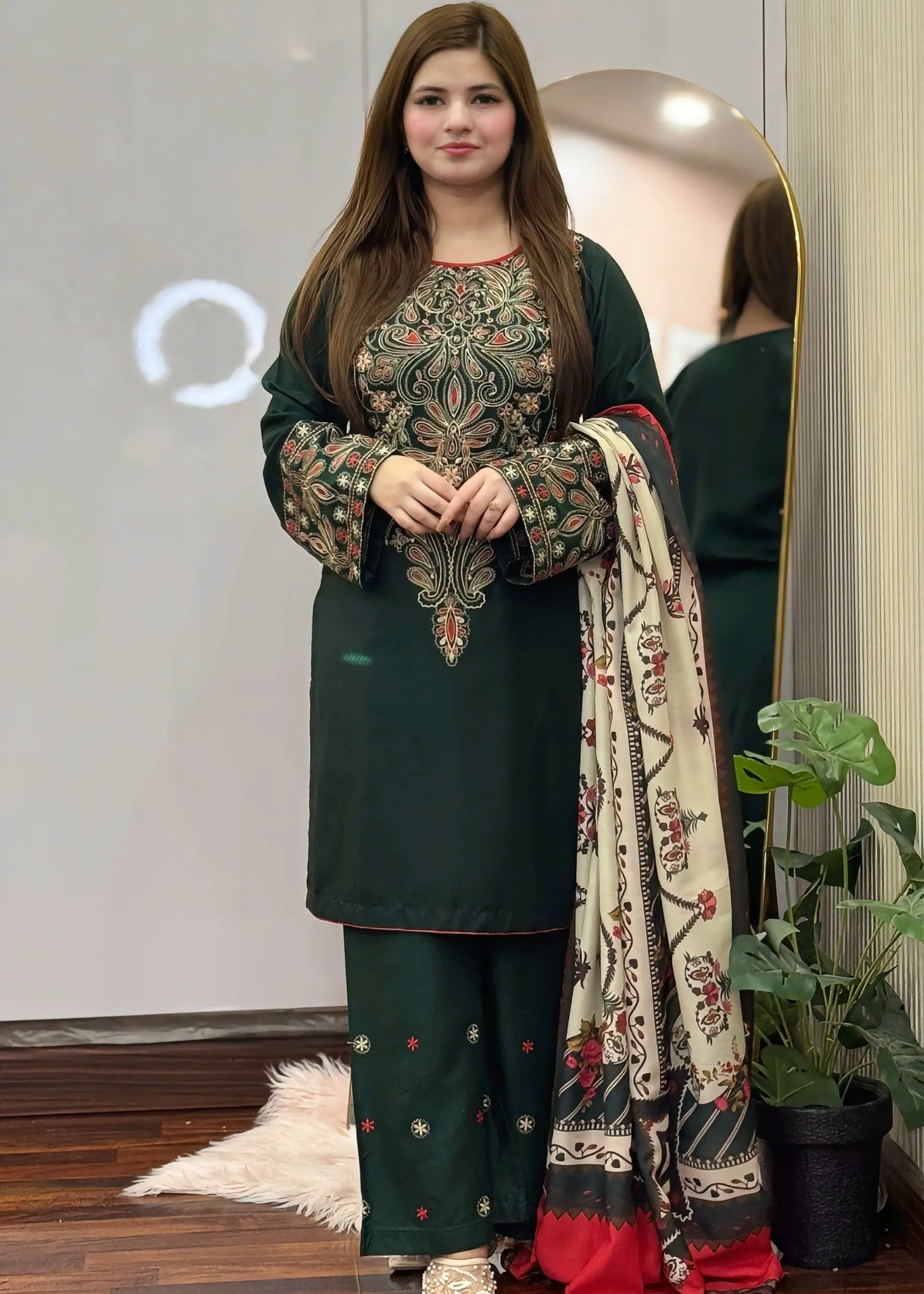 Tehzeeb Libas DINAAR EMBROIDERED 3PC