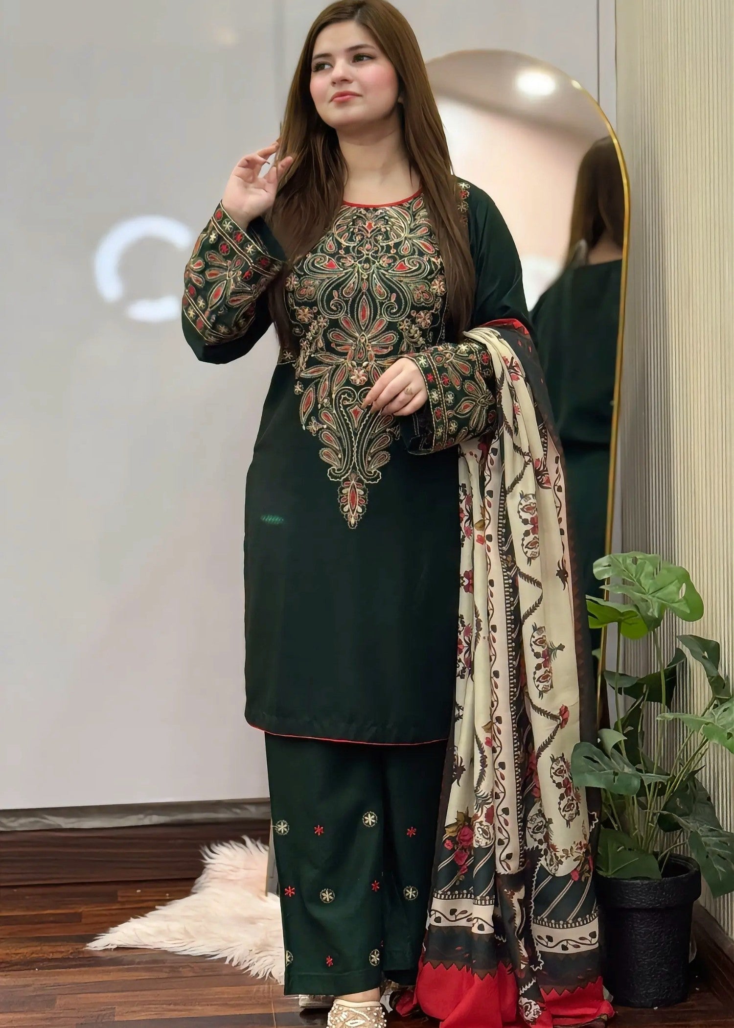 Tehzeeb Libas DINAAR EMBROIDERED 3PC