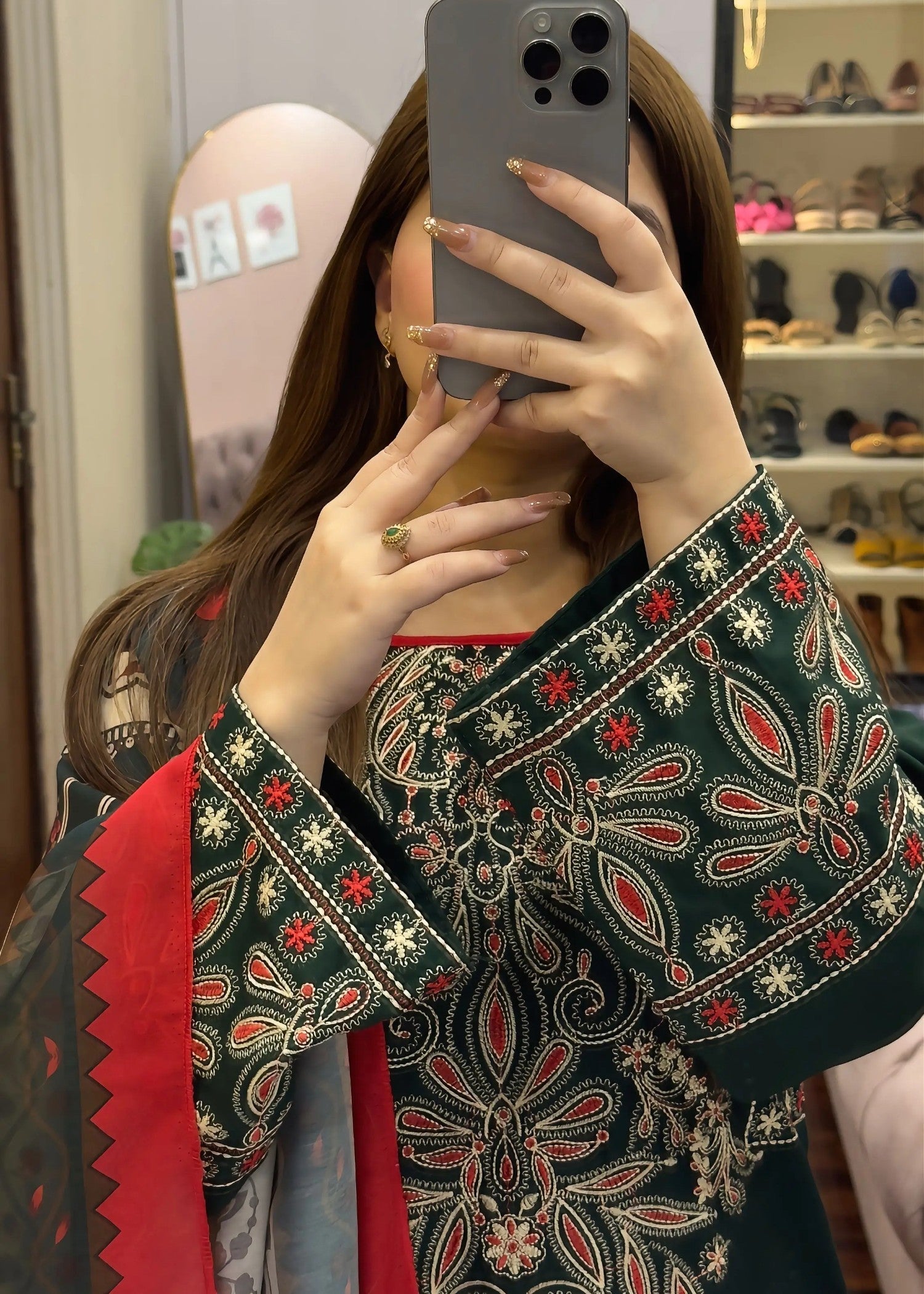 Tehzeeb Libas DINAAR EMBROIDERED 3PC