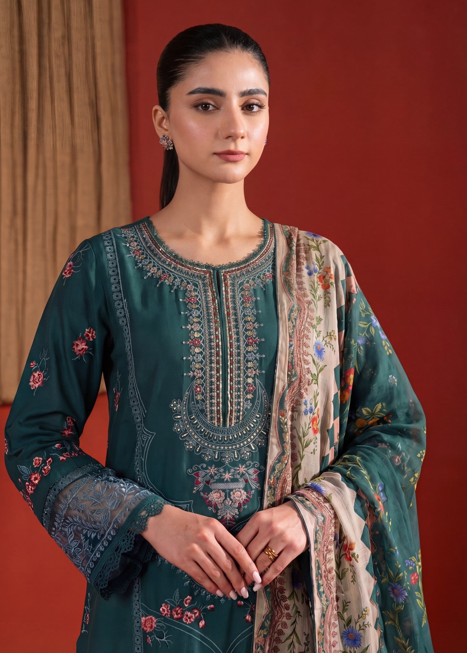Lawn Kurta Set in Bottle green