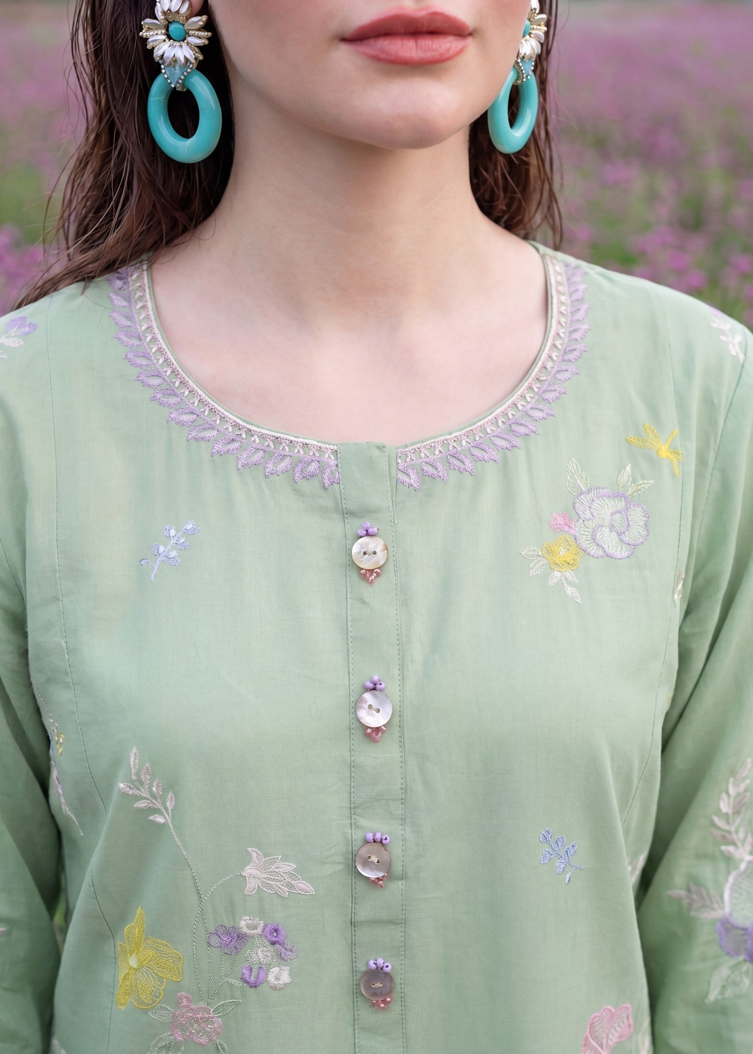 Lawn Kurta Set in Pistachio green