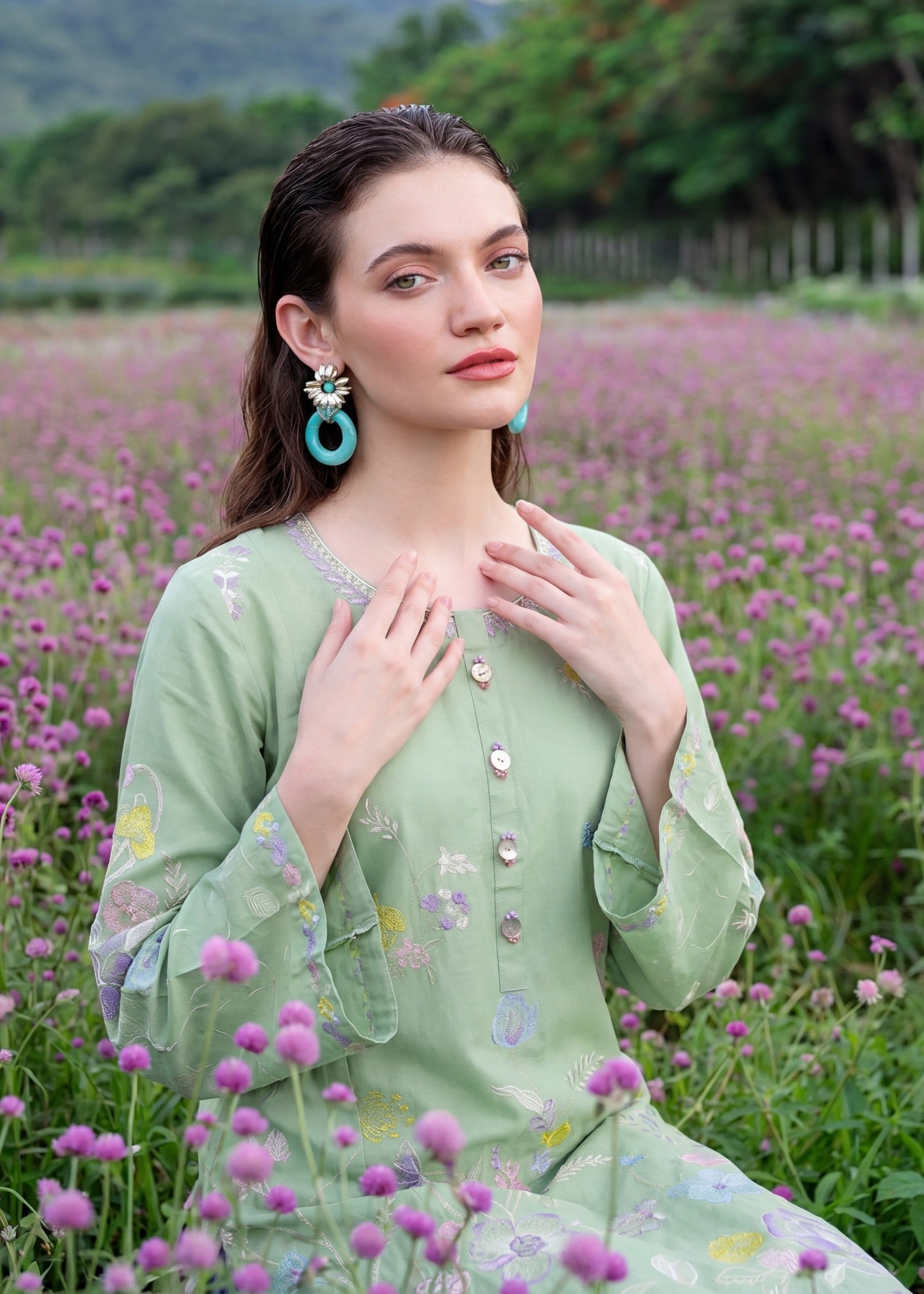 Lawn Kurta Set in Pistachio green