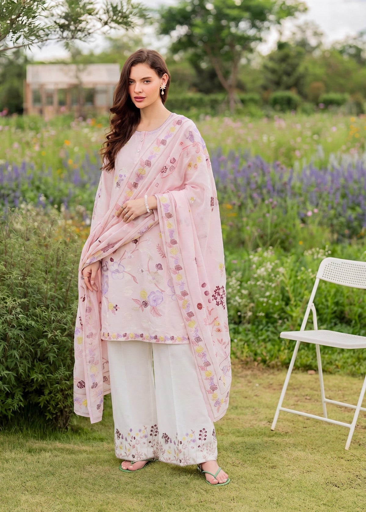 Lawn Kurta Set in Blush pink