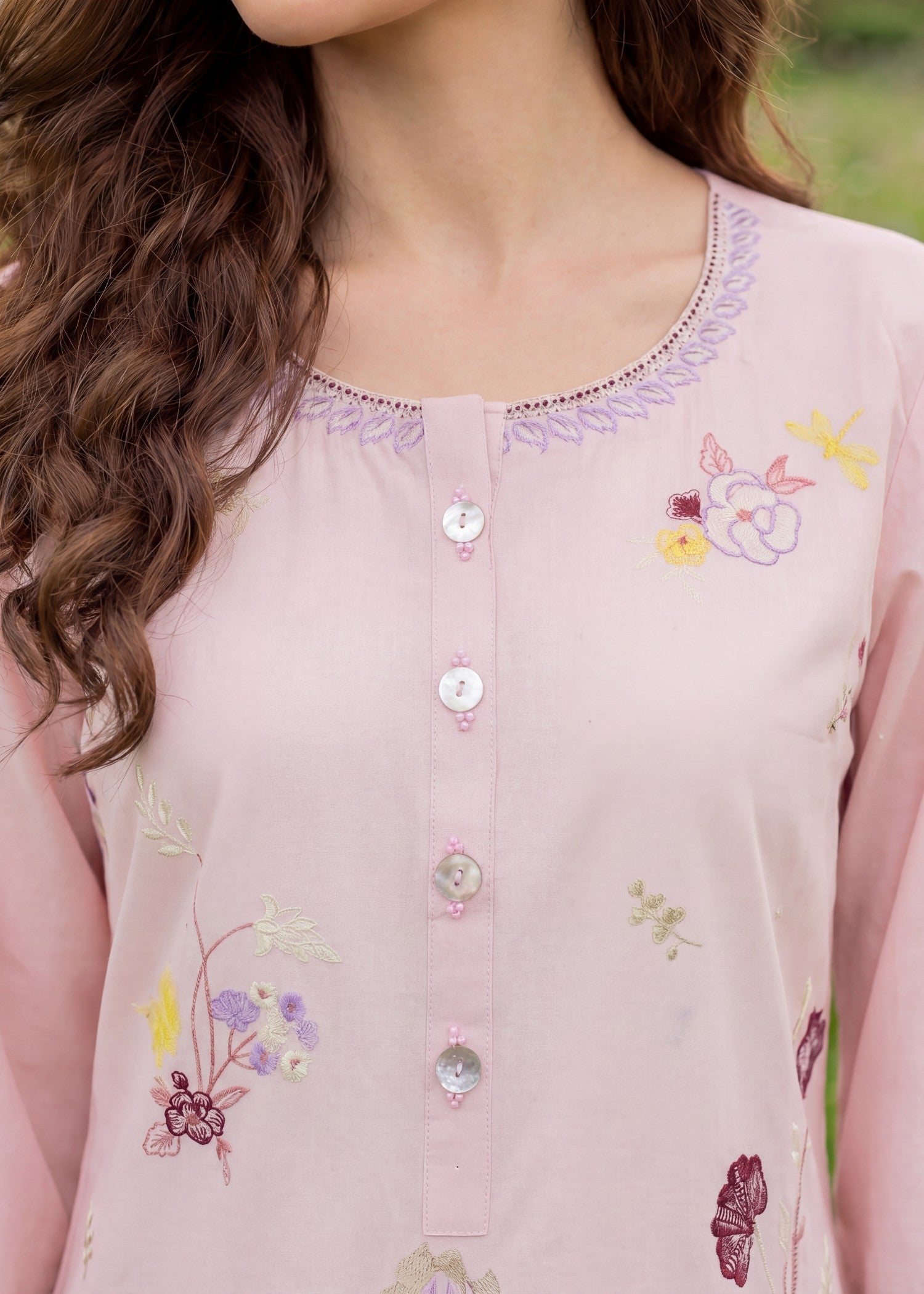 Lawn Kurta Set in Blush pink