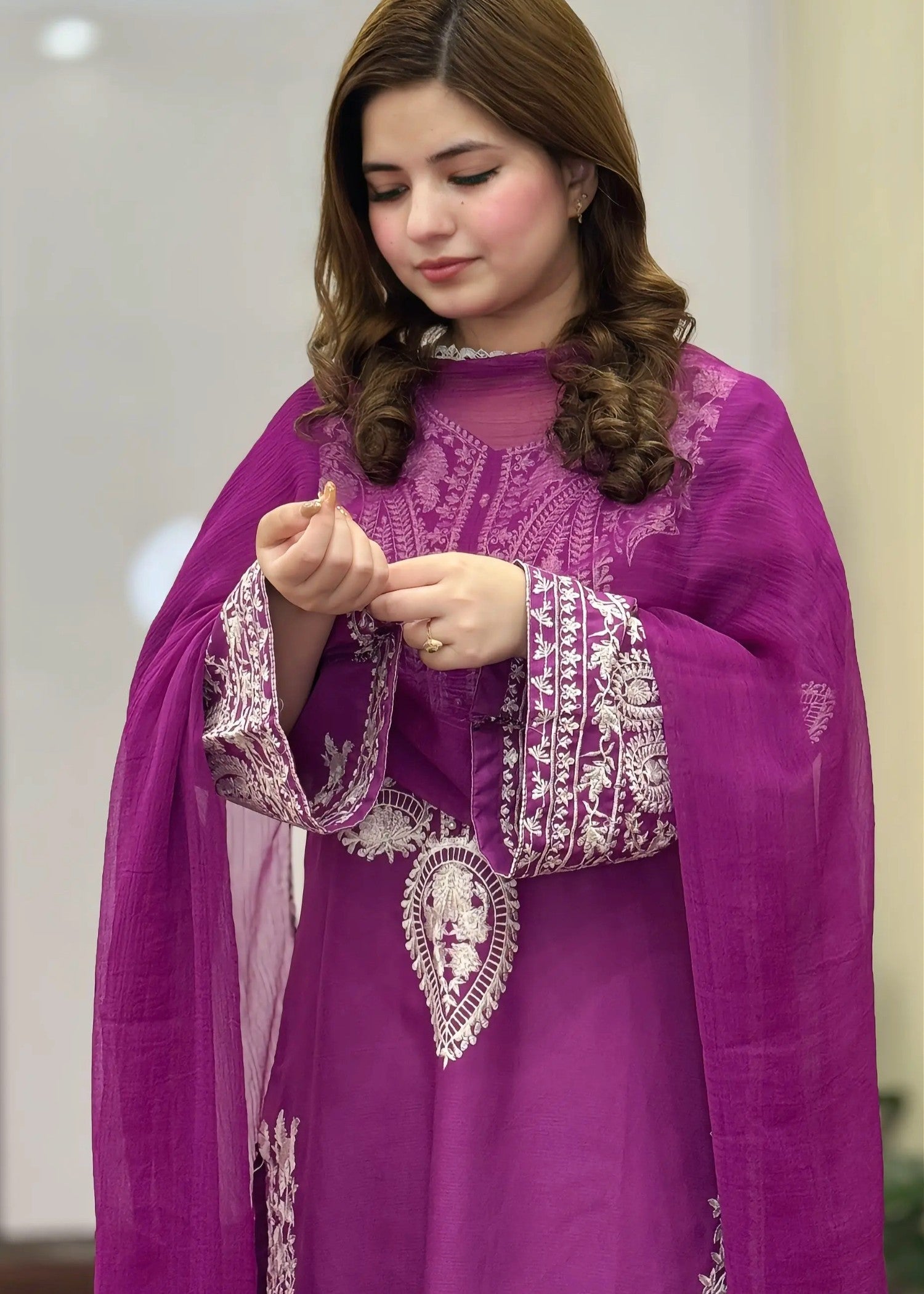 Tehzeeb Libas SAPPHIRE PURPLE EMBROIDERED 3PC